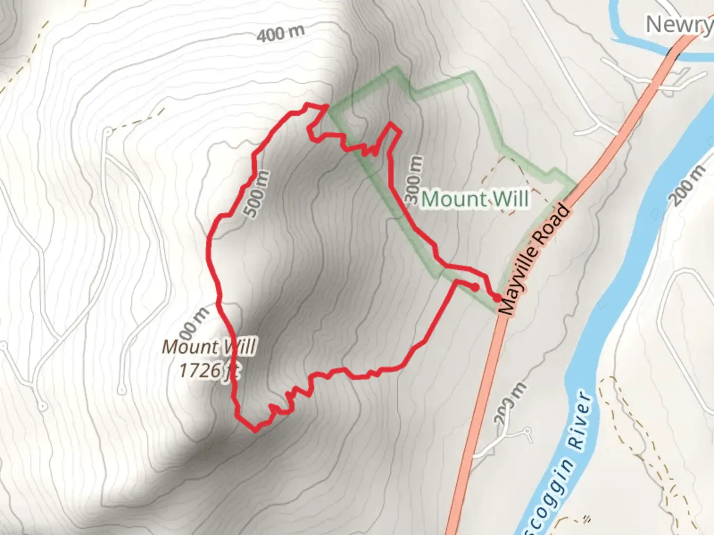 An image depicting the trail Mount Will Trail Loop and its surrounding area.