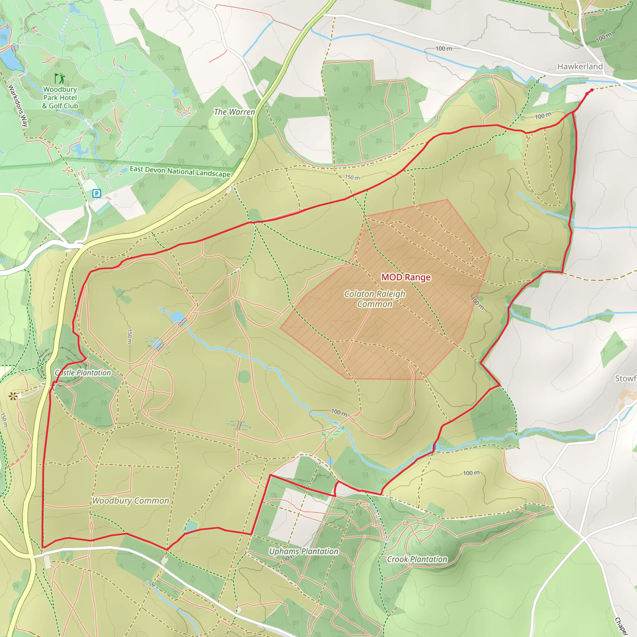 Woodbury Common, Colaton Raleign Common and Kettle Plantation Loop mobile static map