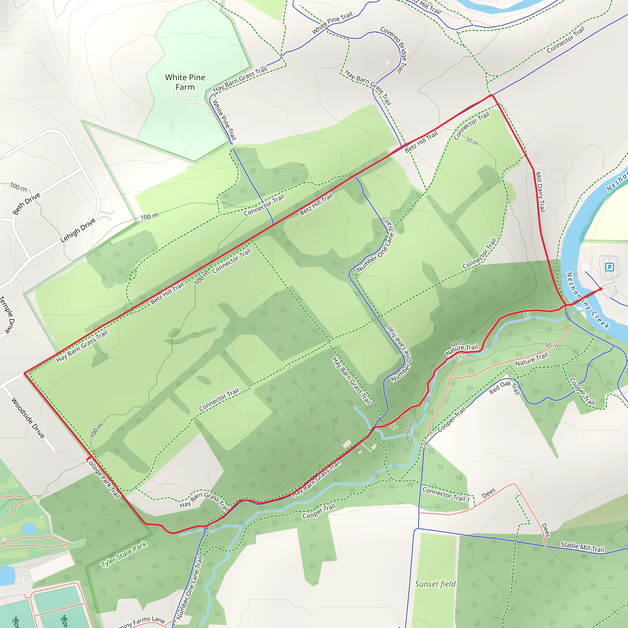 Mill Dairy and Dairy Hill Trail Loop mobile static map