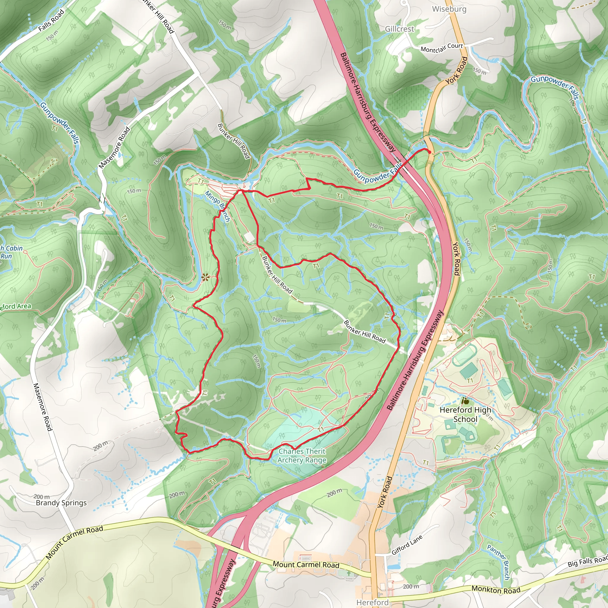 Gunpowder South and Mingo Forks Loop Trail mobile static map