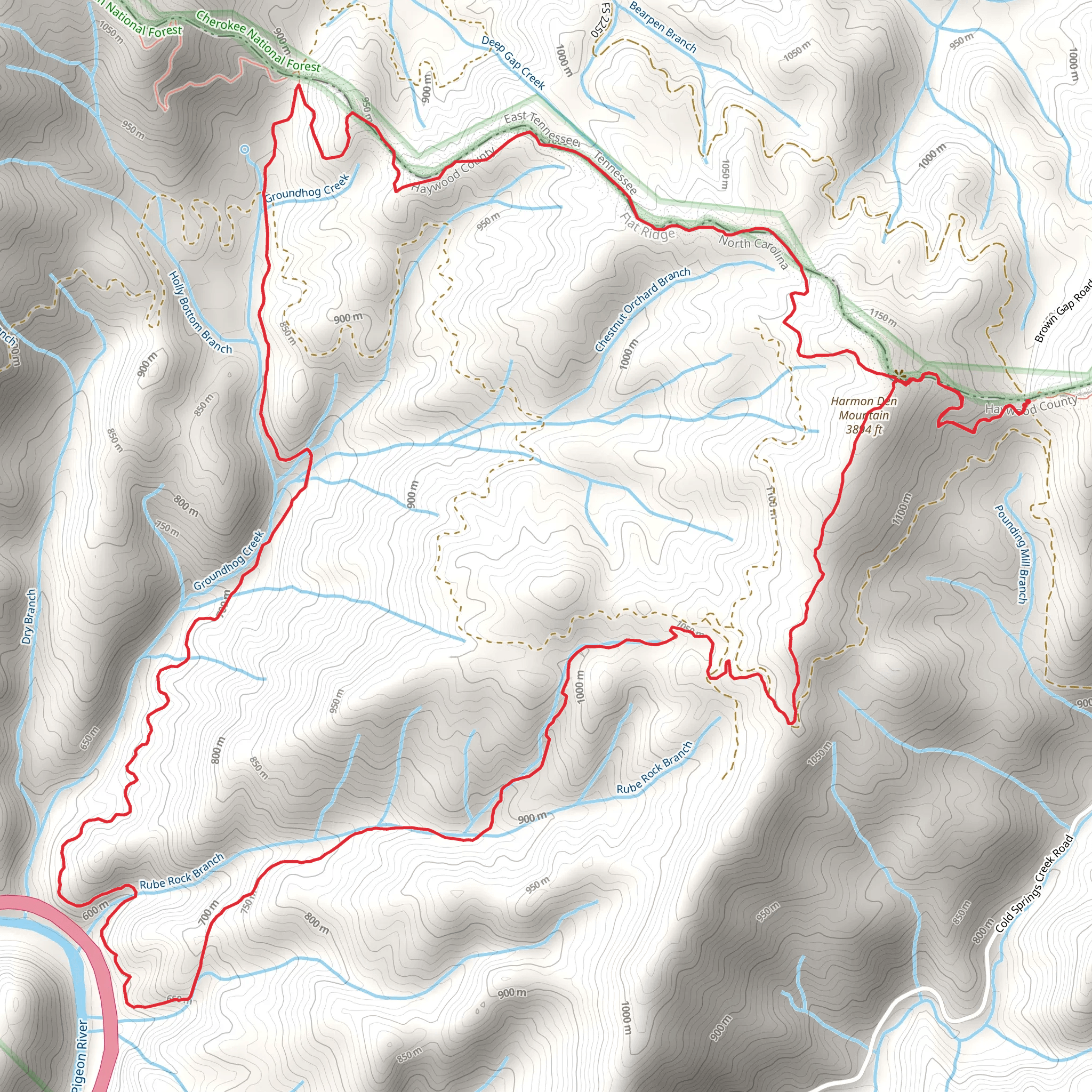 Rube Rock, Appalachian Trail, and Groundhog Creek Loop Trail mobile static map
