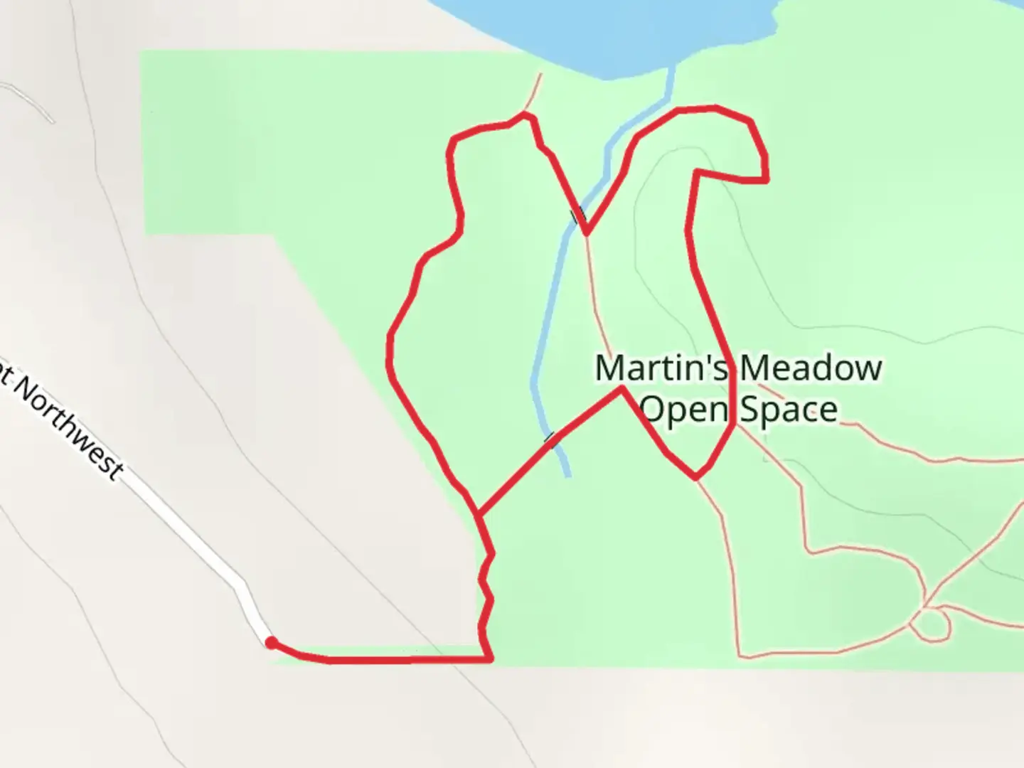 An image depicting the trail Martin's Meadow Open Space Loop and its surrounding area.