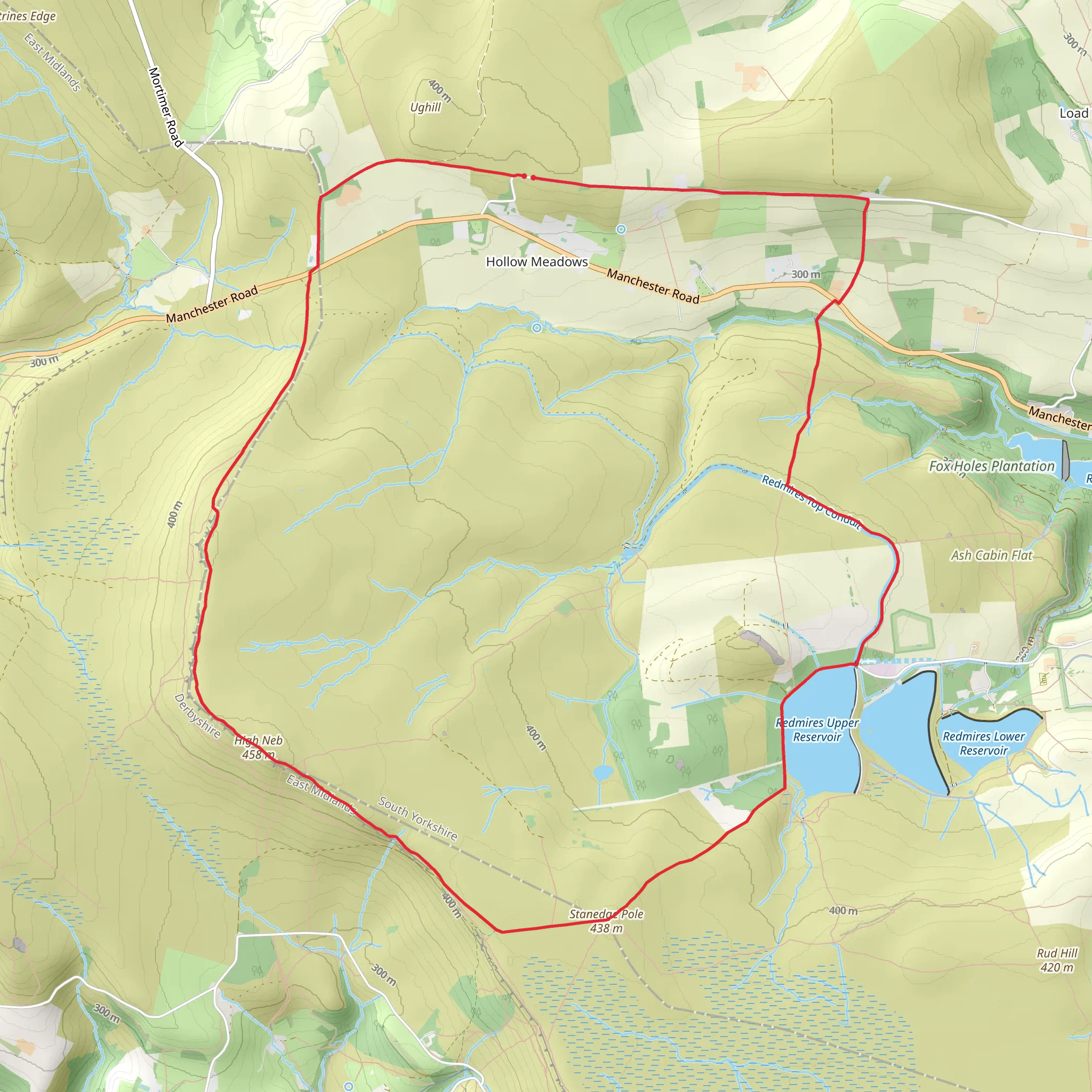 Stanage Edge - Redmires and Hallam Moors mobile static map
