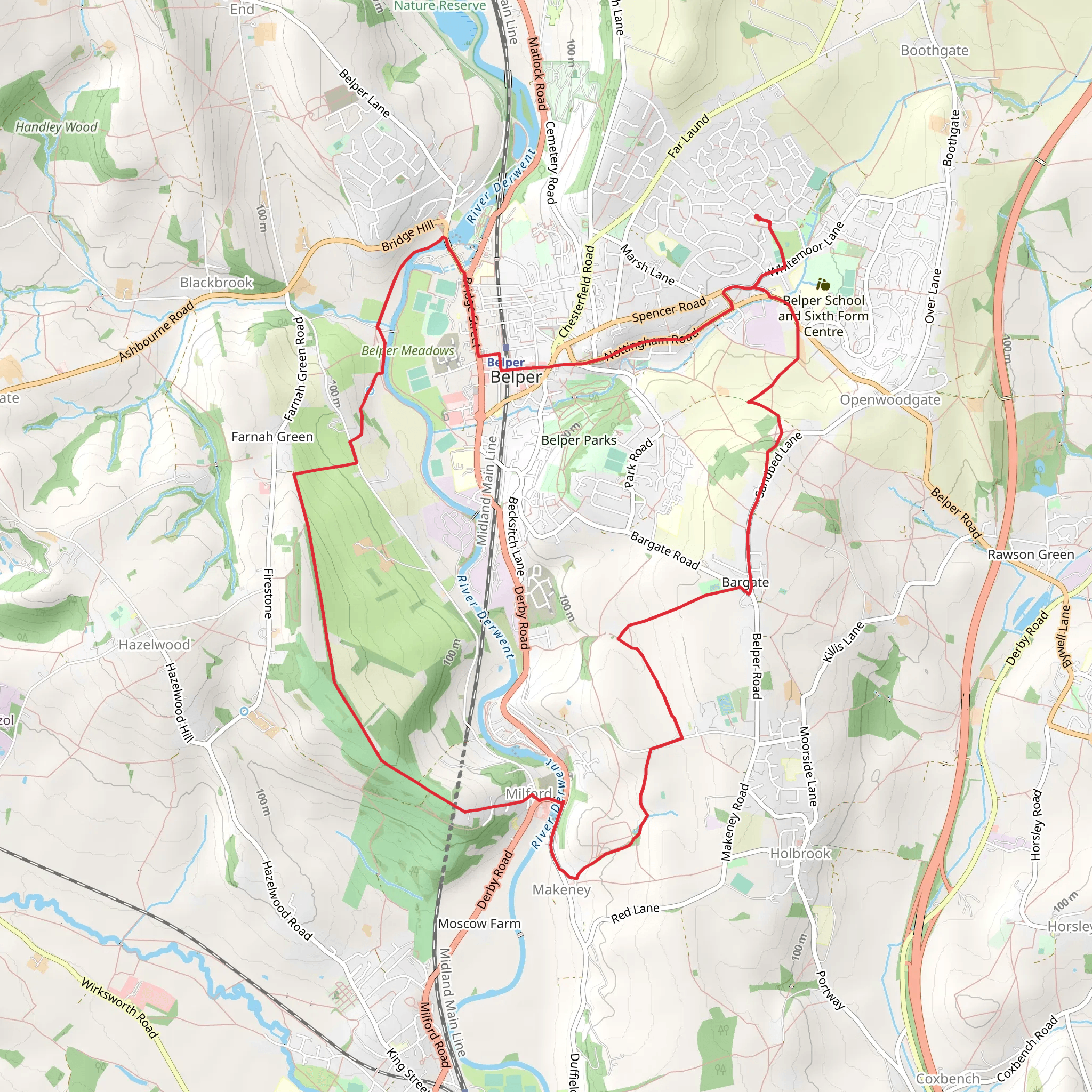 Bargate, Milford and Belper Loop mobile static map
