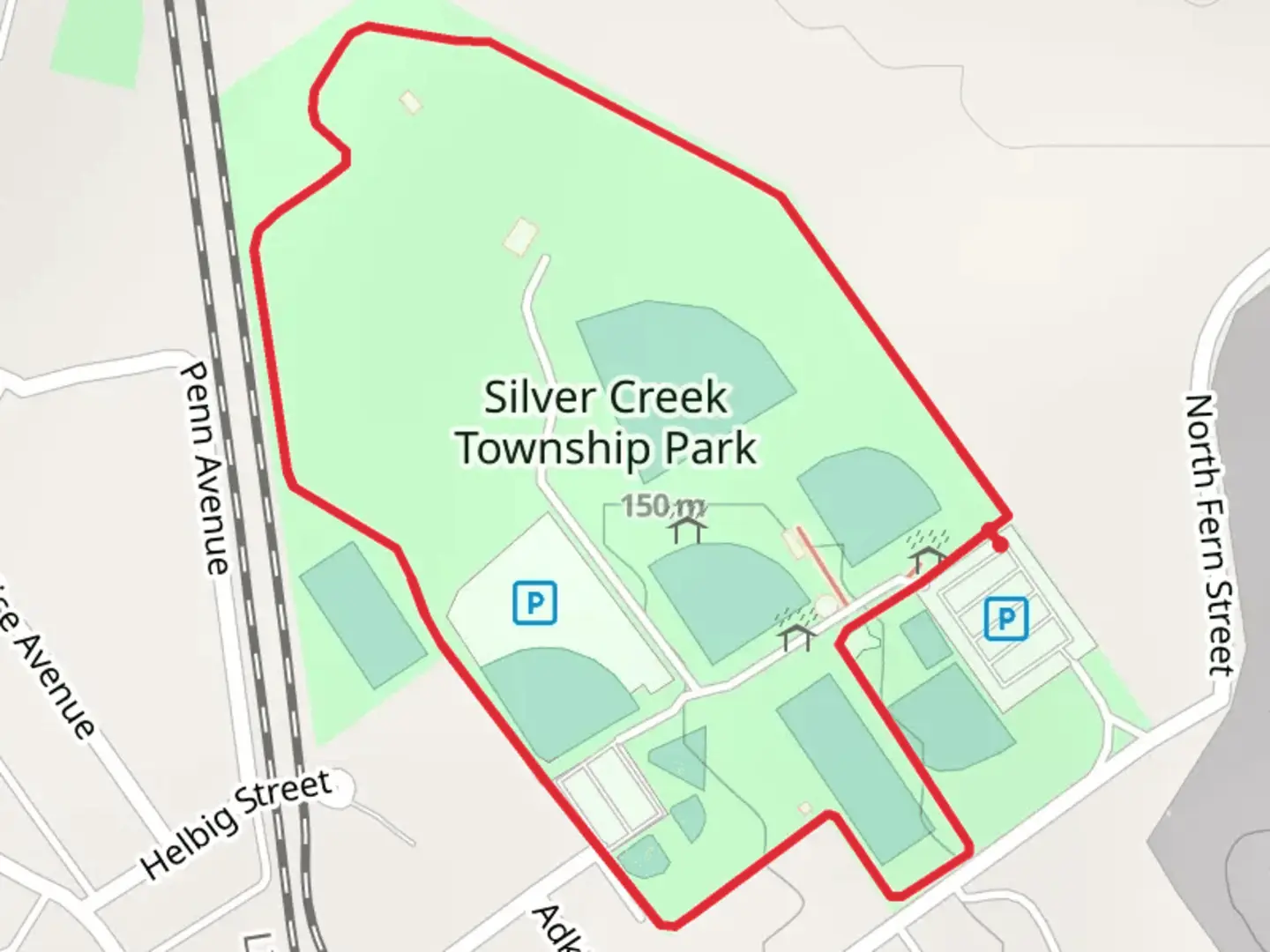 An image depicting the trail Silver Creek Township Park Loop and its surrounding area.