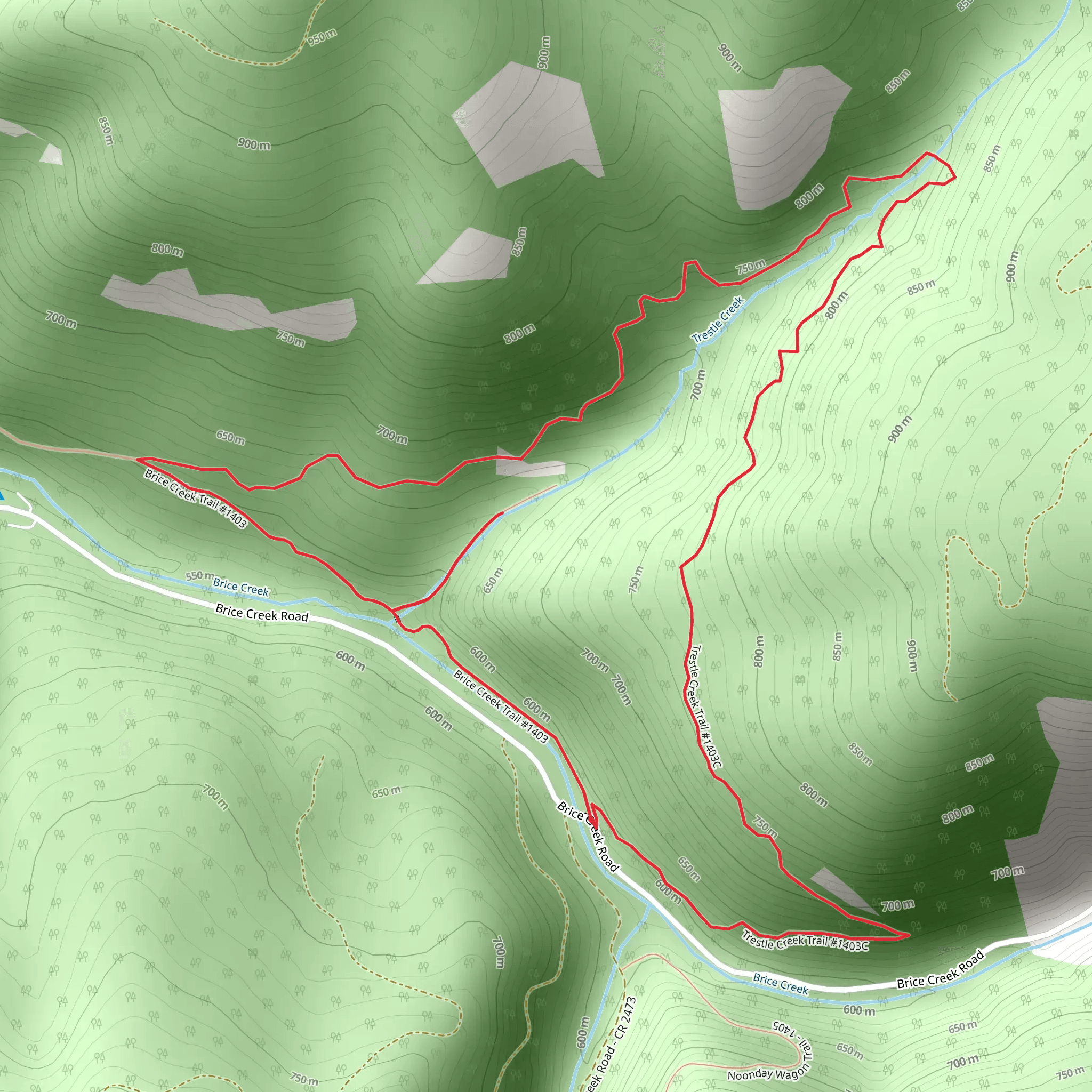 Trestle Creek Falls Loop Trail mobile static map