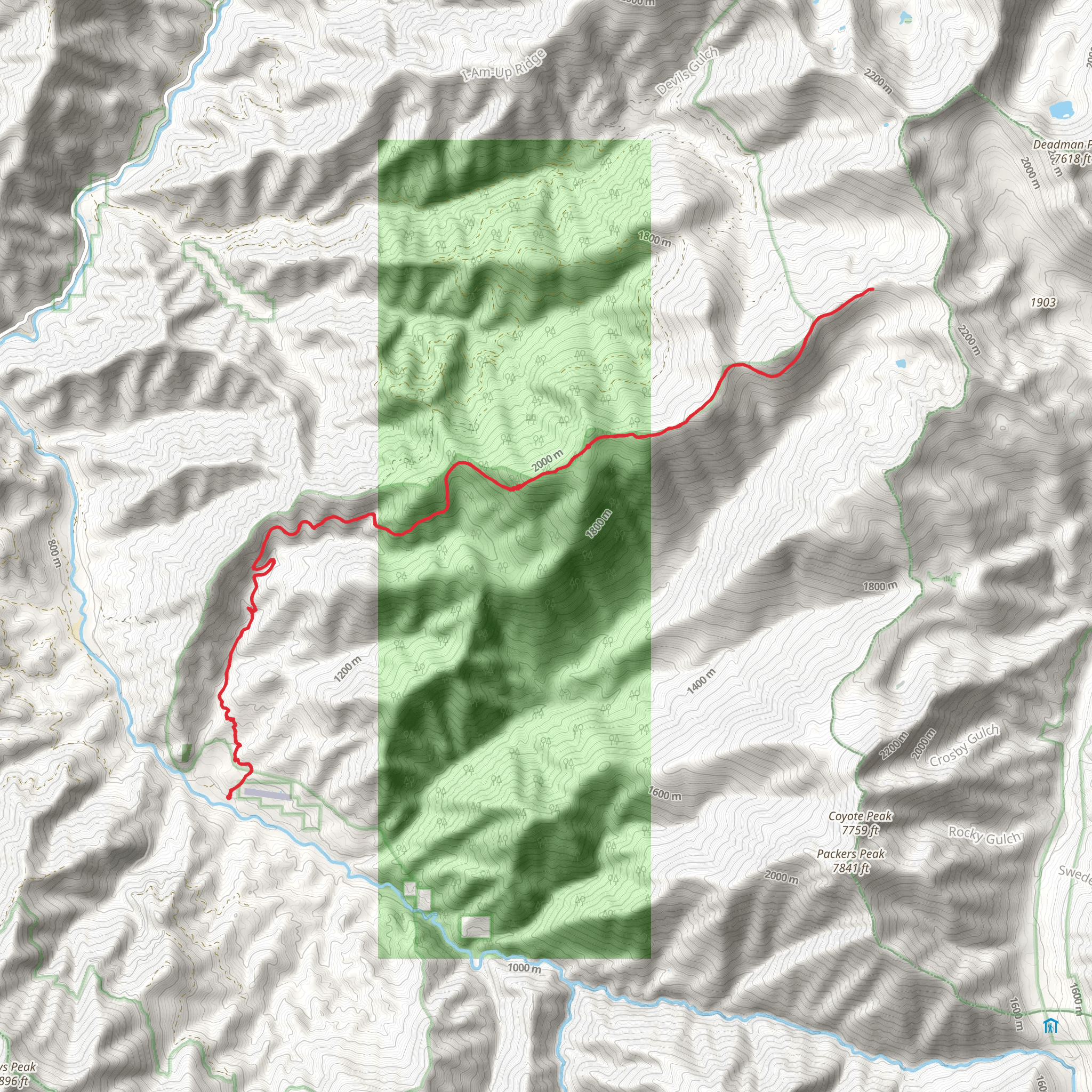 South Garden Gulch Trail mobile static map