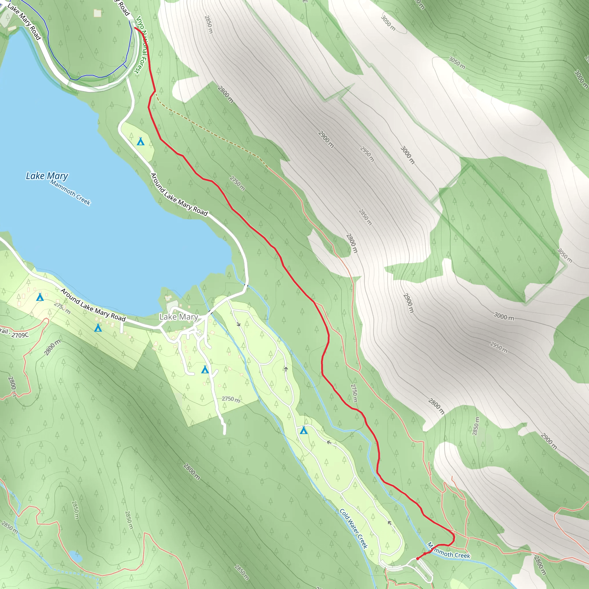 Mammoth Lakes Pack Station Trail mobile static map