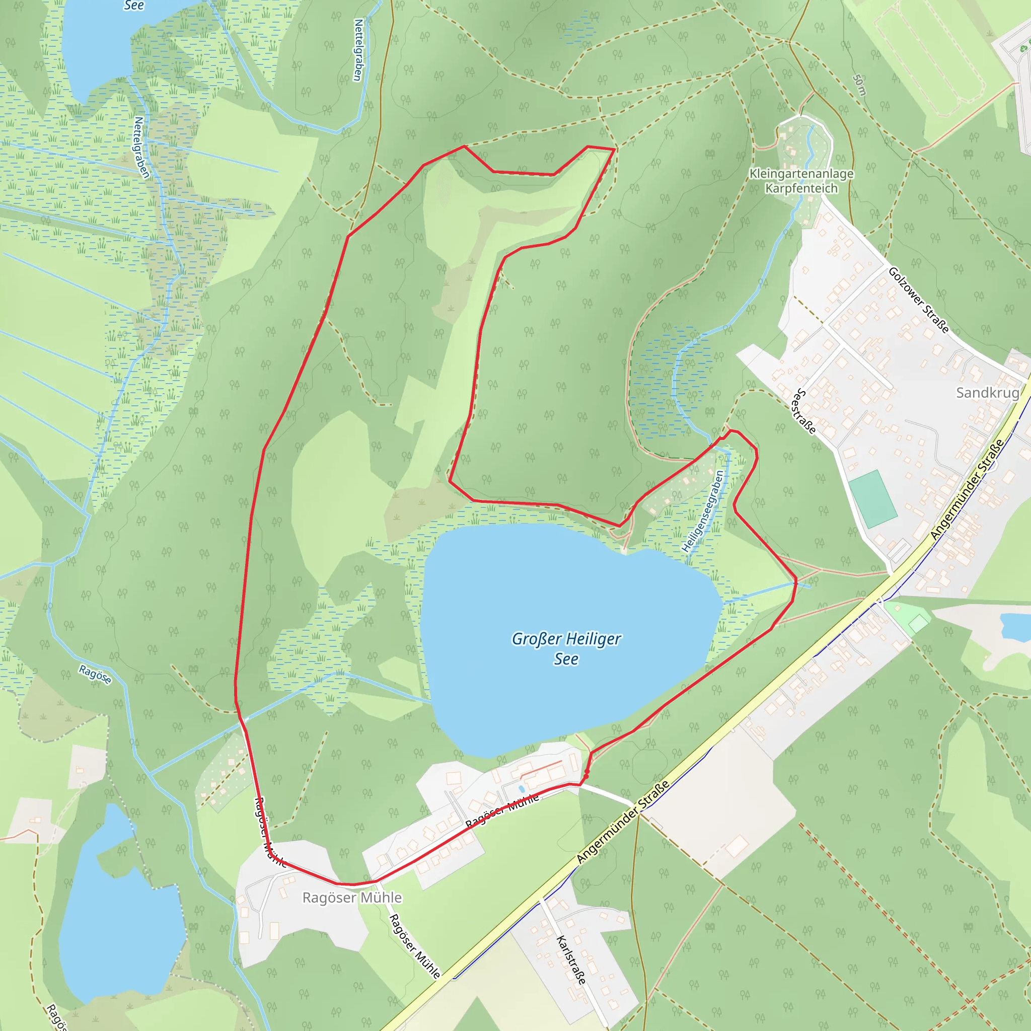 Großer Heiliger See via Ragöser Mühle mobile static map
