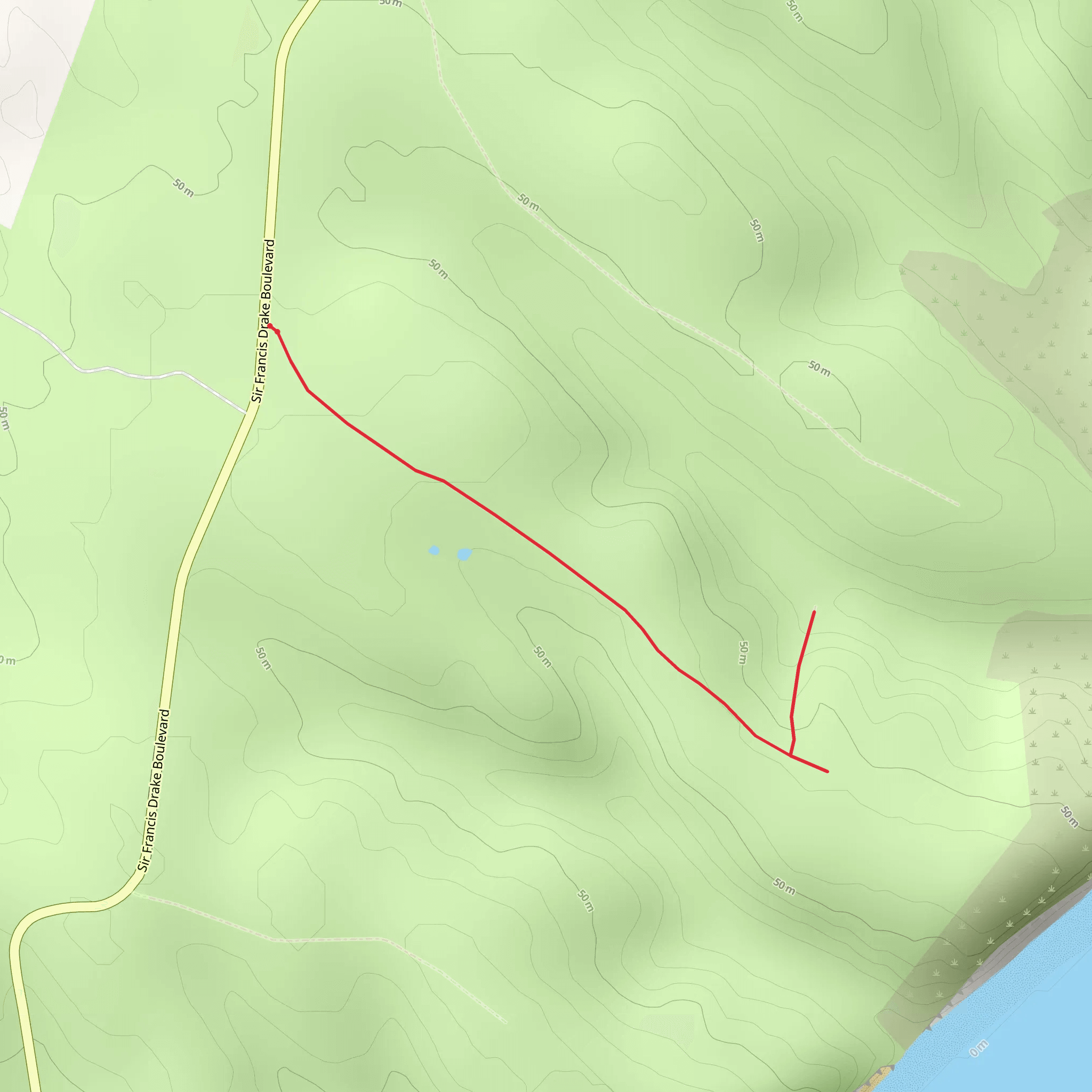 Sir Francis Drake Boulevard West Out and Back mobile static map