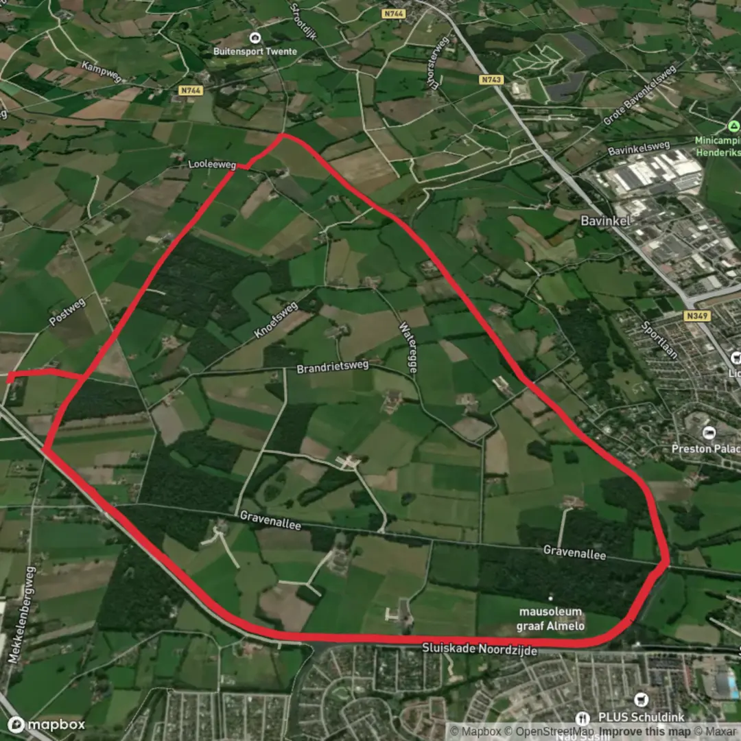 An image depicting the trail Gravenbos and Dikkersbos Loop and its surrounding area.