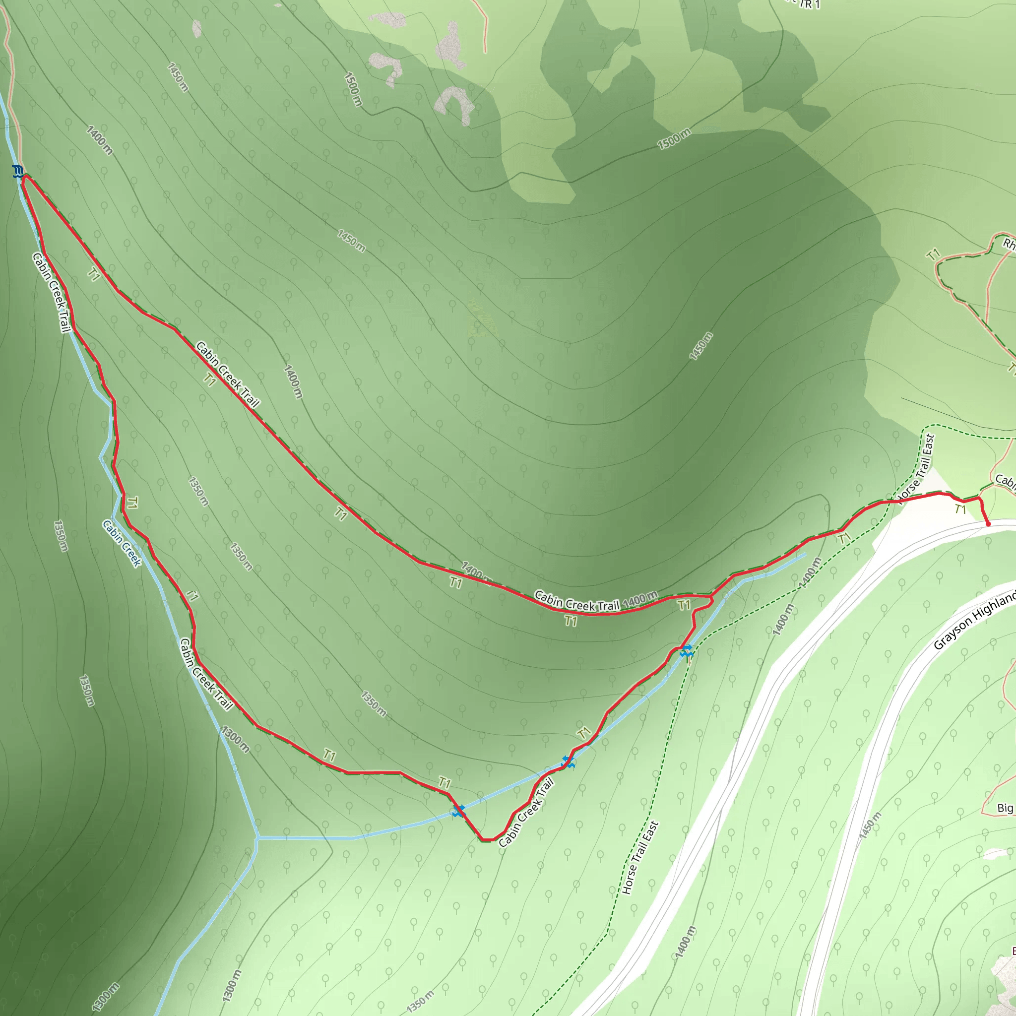 Cabin Creek Loop Trail mobile static map