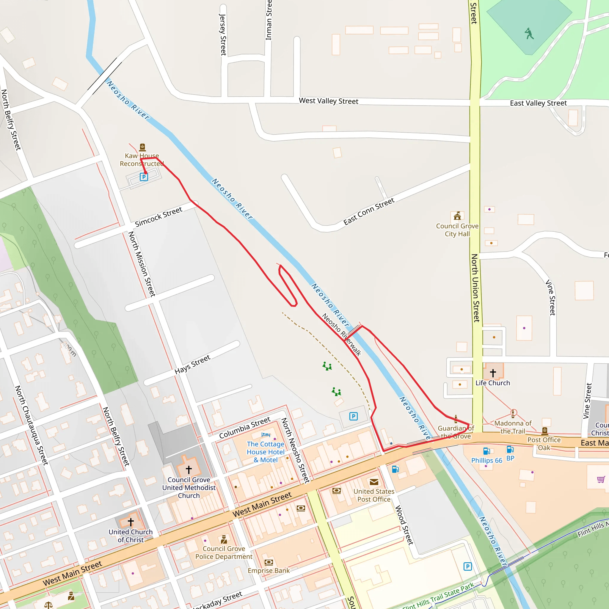 Neosho Riverwalk Loop mobile static map
