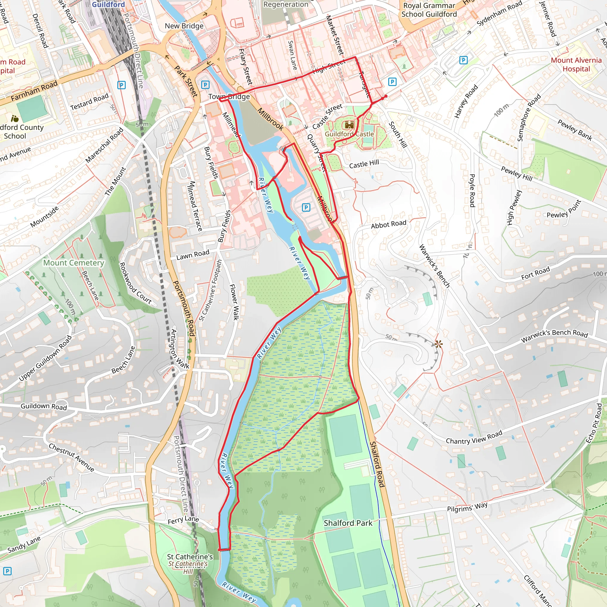 Castle Cliffe Gardens and Shalford Park Loop mobile static map