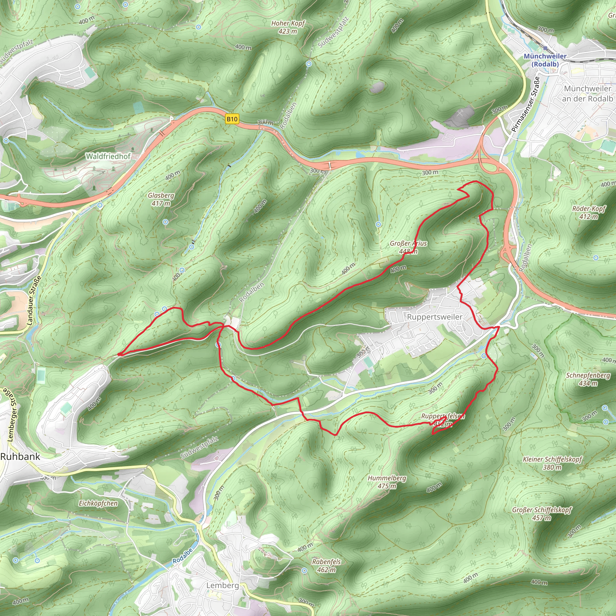 Ruine Ruppertstein, Großer Arius and Kleiner Arius Loop mobile static map