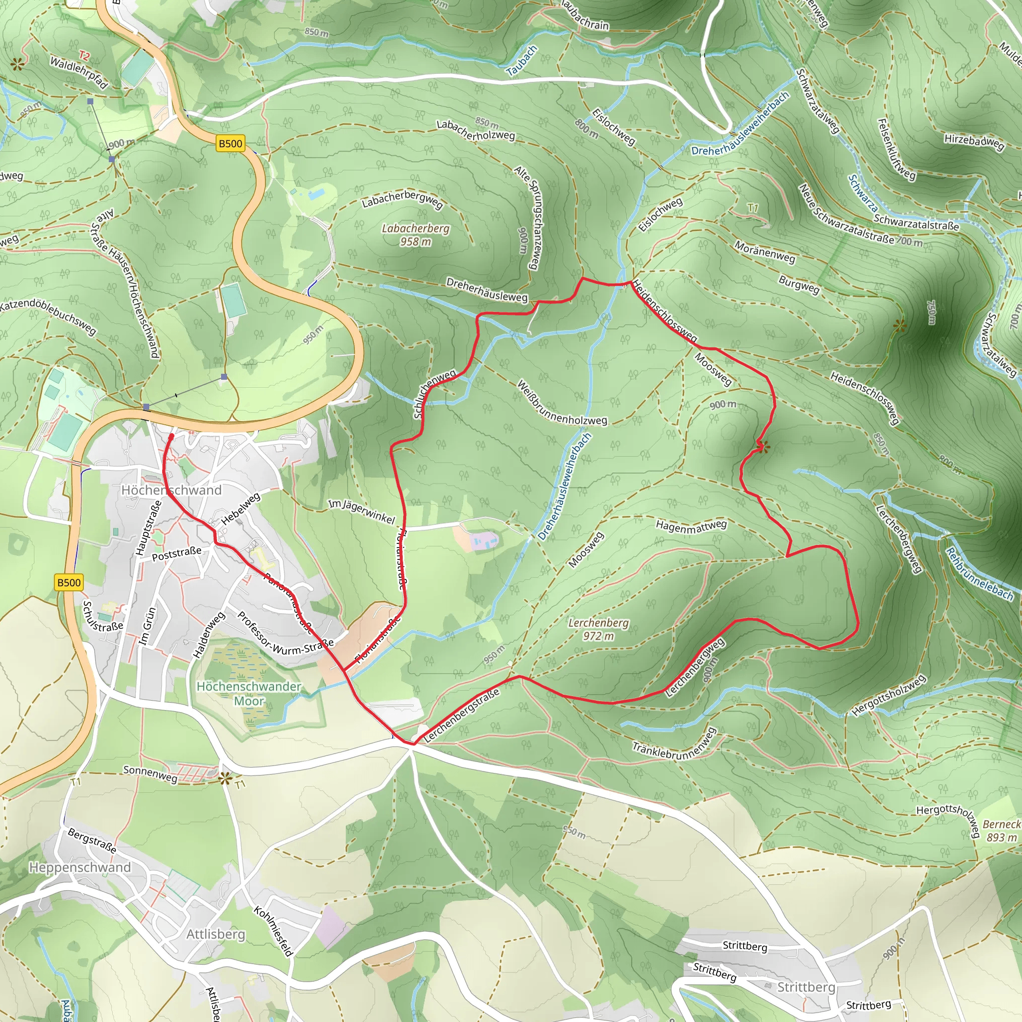 Lerchenberg Loop from Höchenschwand mobile static map