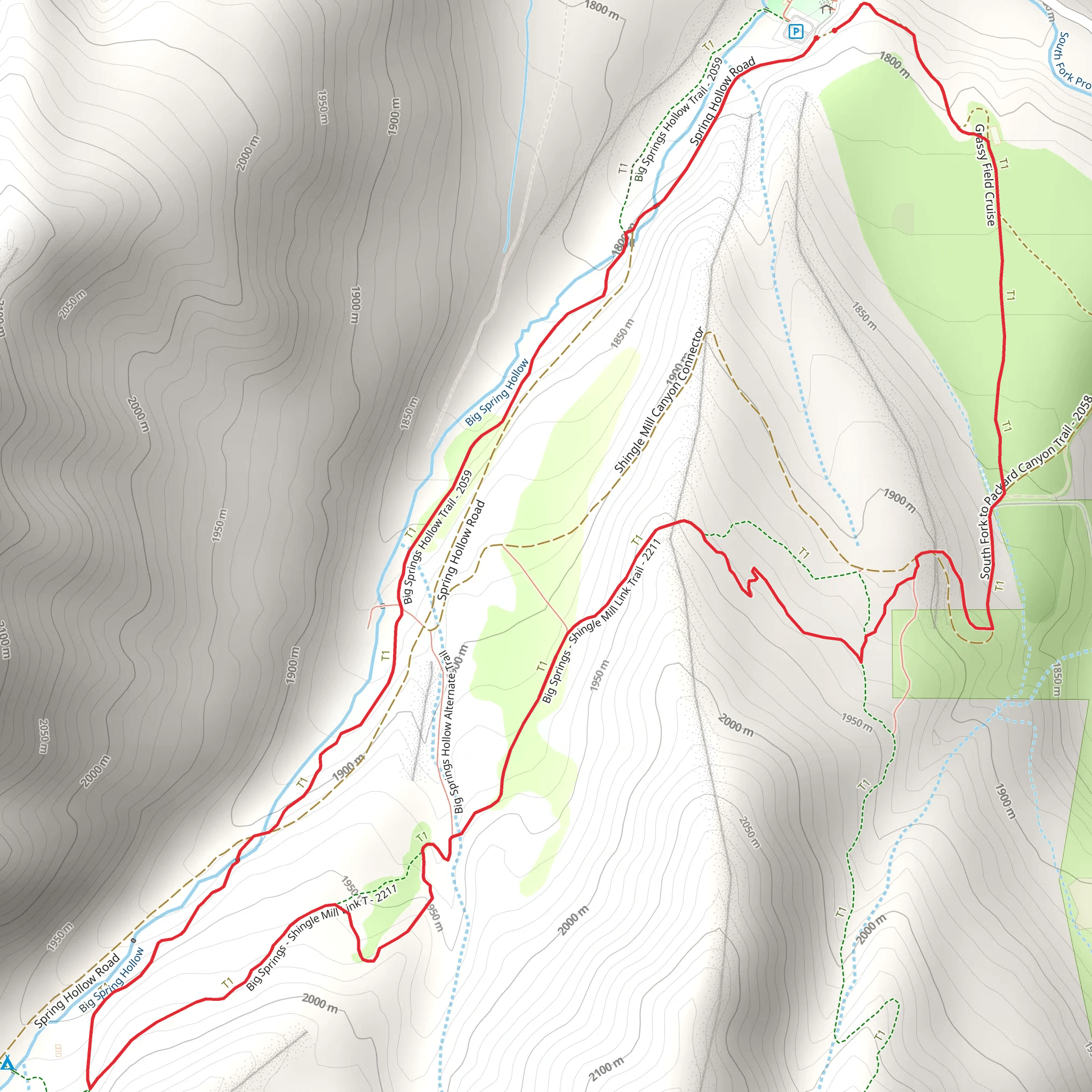 Big Springs Hollow Trail and Big Springs-Shingle Mill Link Trail mobile static map