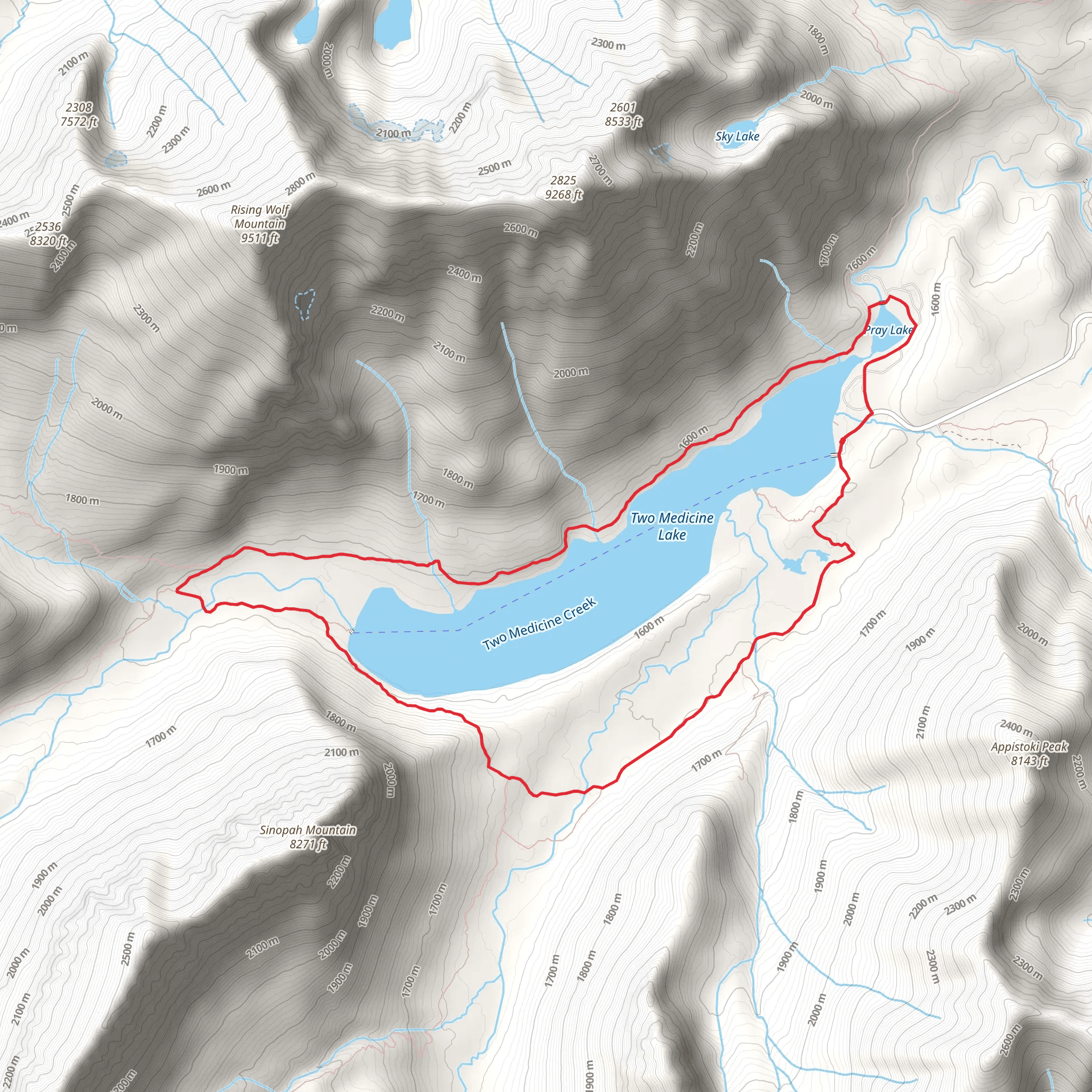 Two Medicine Lake Loop via Two Medecine South Shore mobile static map