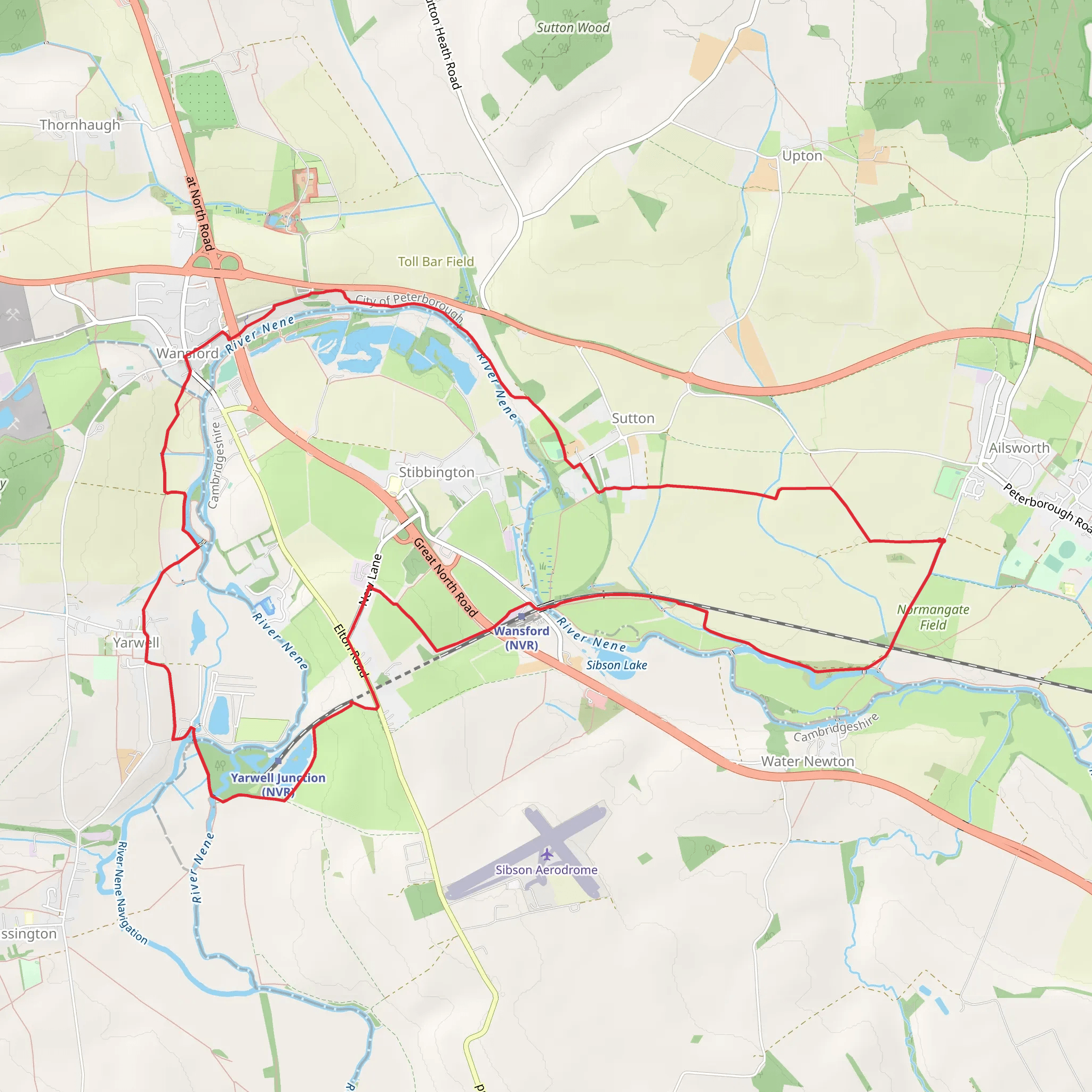 Stibbington and Yarwell Loop mobile static map