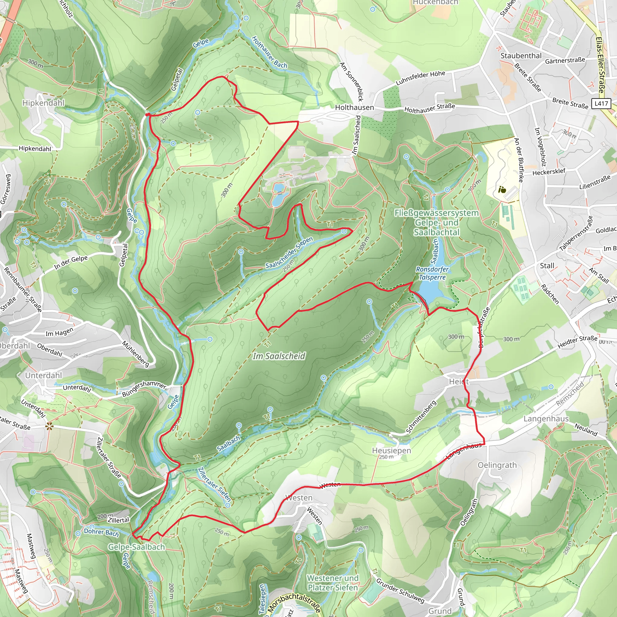 Käshammer, Langenhaus and Ronsdorfer Stausee Loop mobile static map