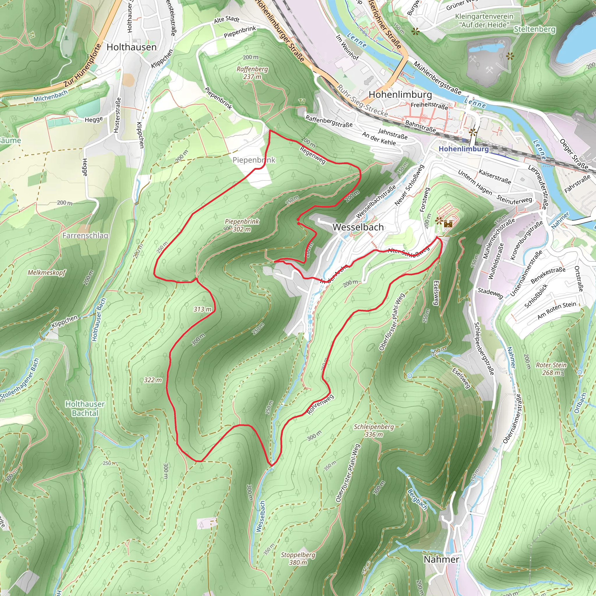 Rundweg Holthauser Hangweg and Plackweg mobile static map