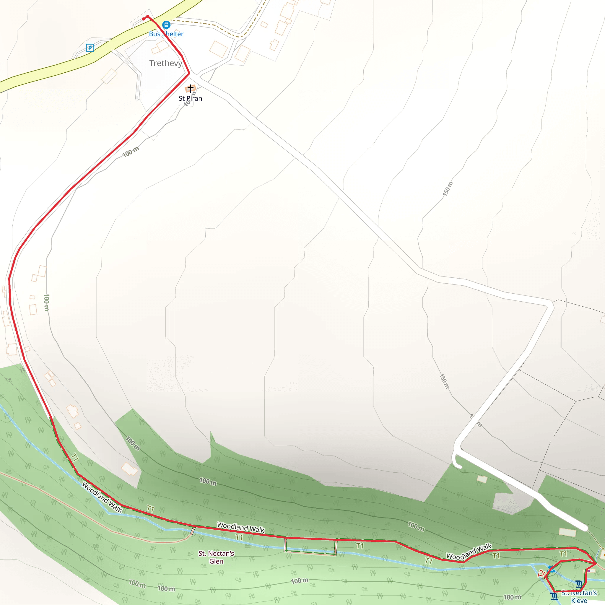 St Nectan's Waterfall Walk mobile static map