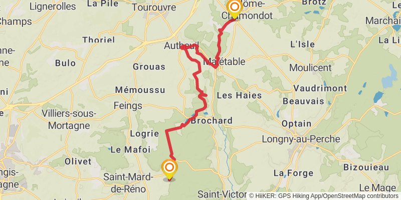 GR 22 - De Paris Au Mont Saint Michel stage 12 Map