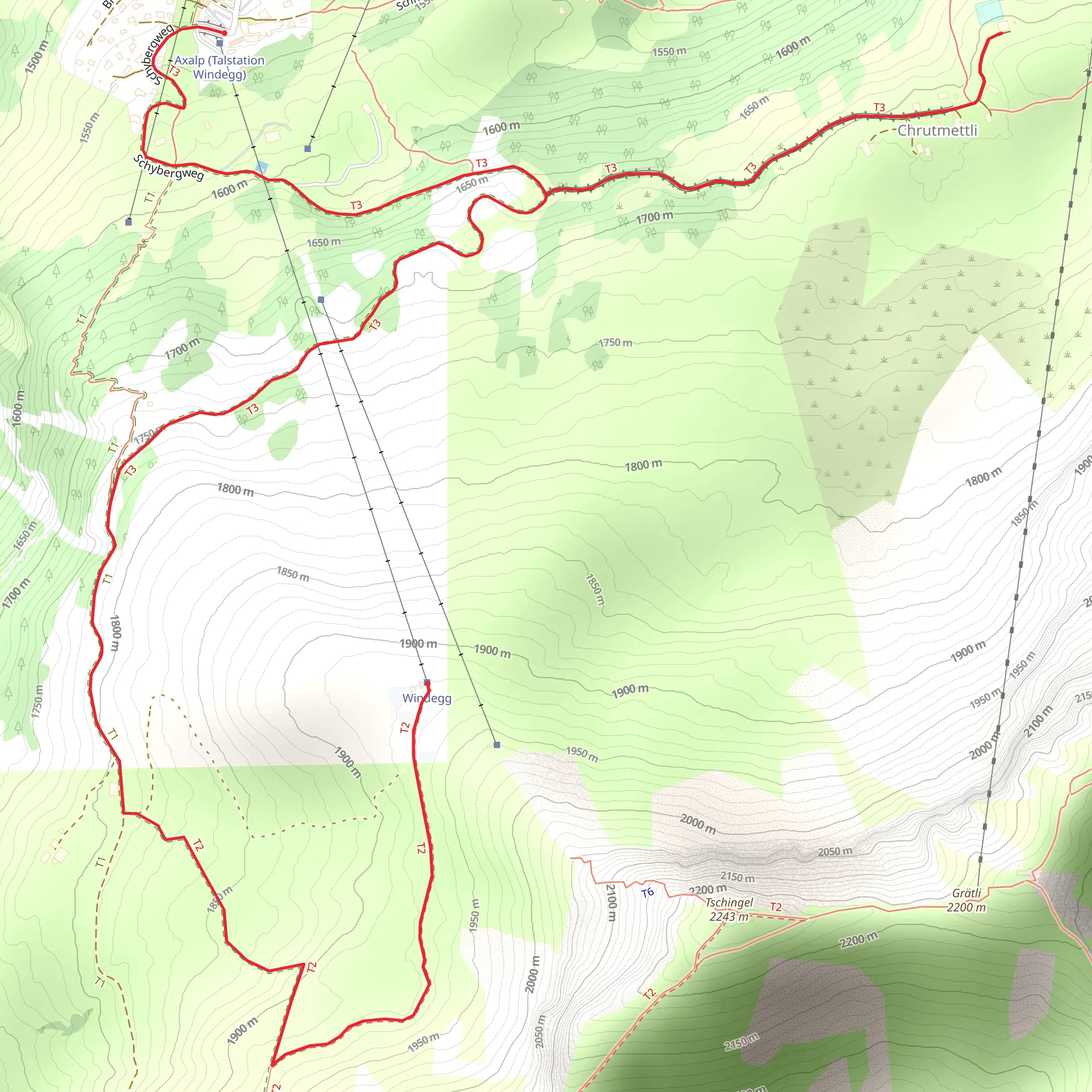 Windegg - Chrutmettli - Axalp mobile static map