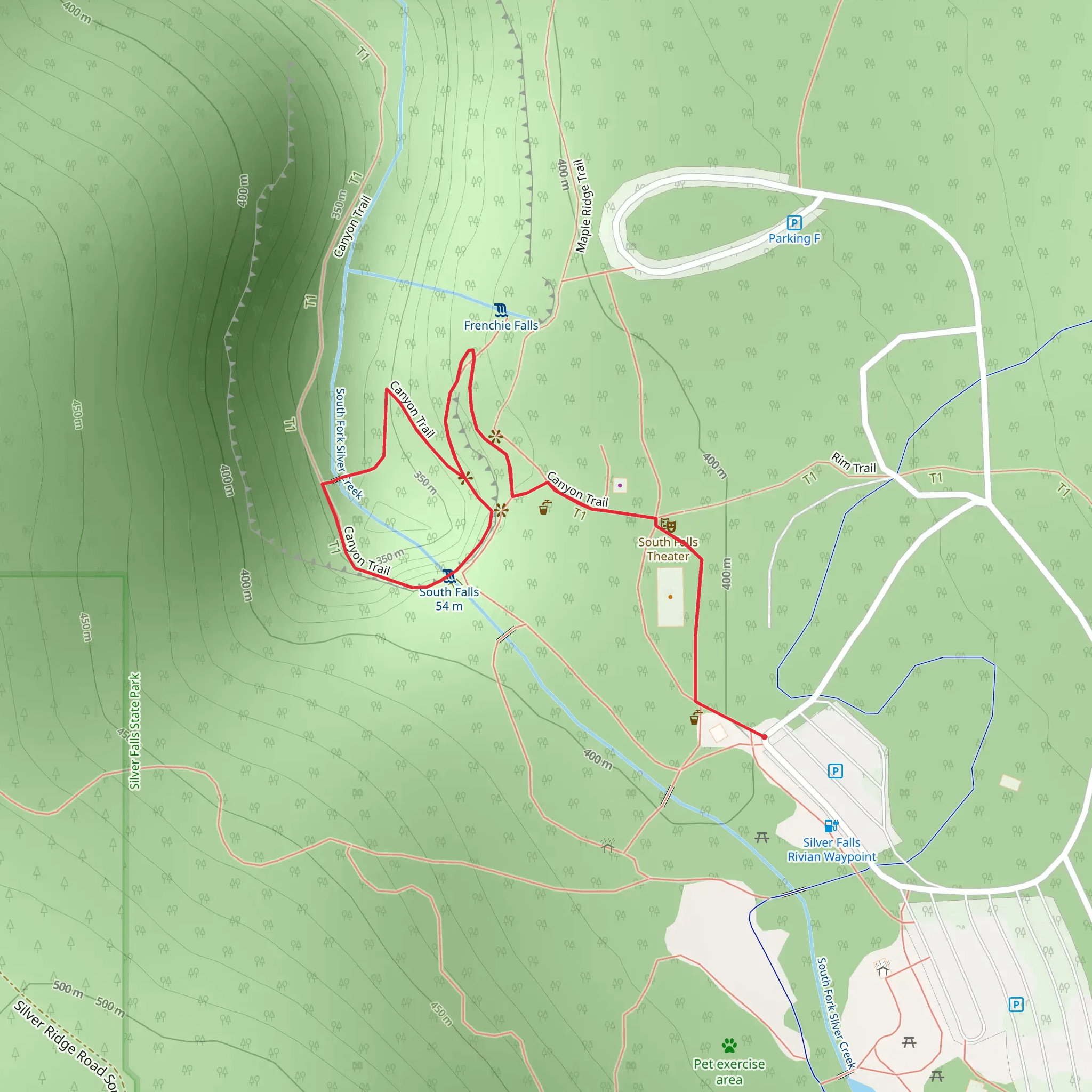 South Falls via Canyon Trail mobile static map