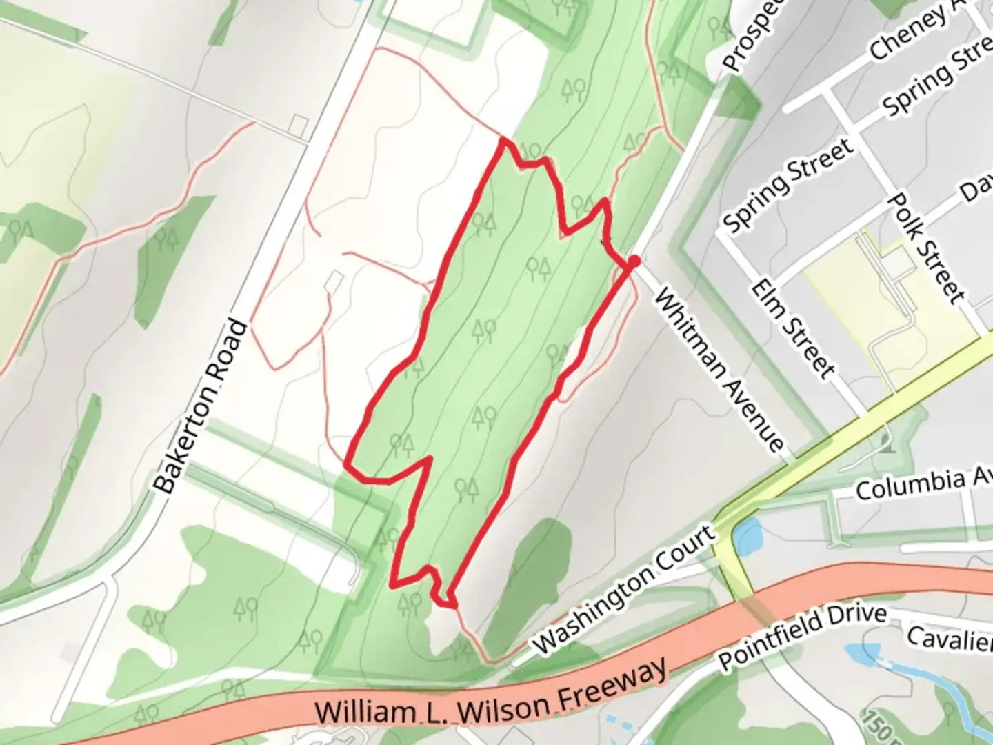 An image depicting the trail Night Battle Loop Trail and its surrounding area.