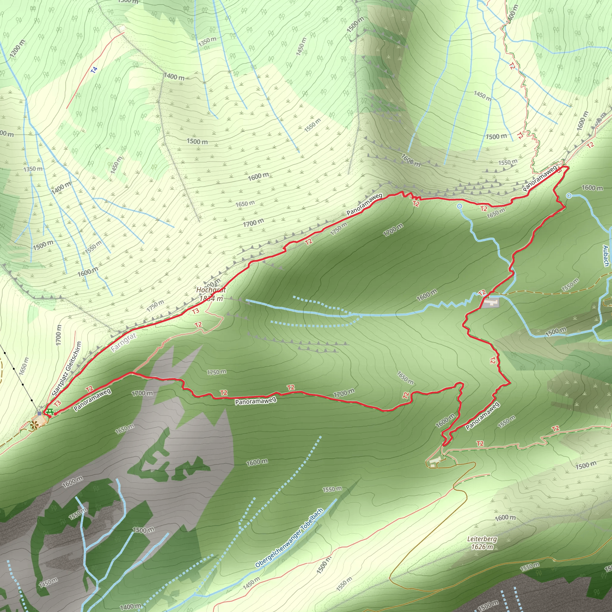 Hochgrat and Gütlealpe Loop via Panoramaweg mobile static map