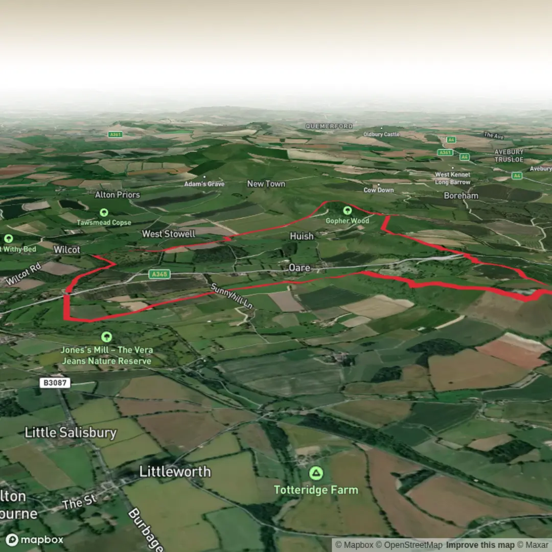 An image depicting the trail Hike from Pewsey - official NWD and its surrounding area.