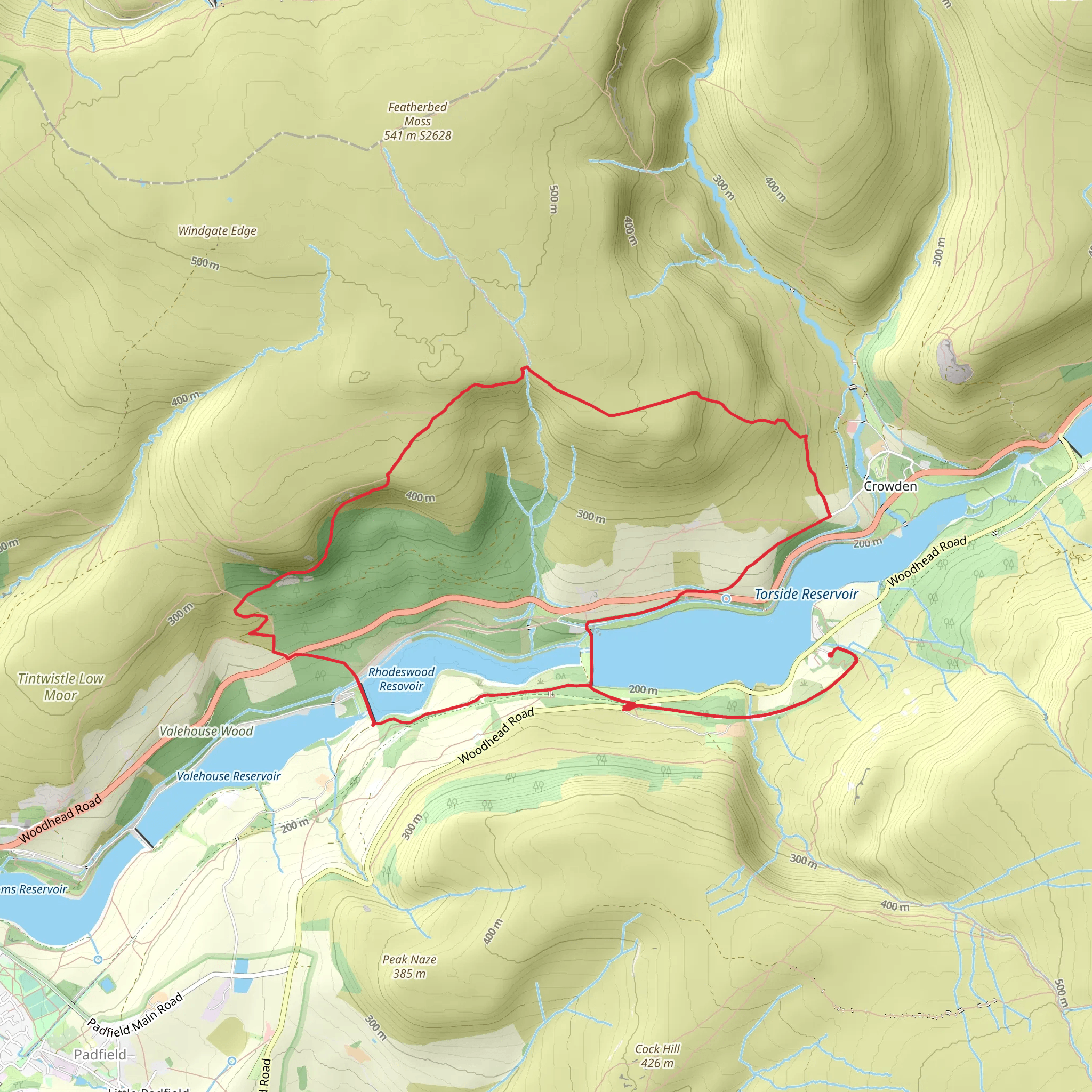 Rhodeswood Reservoir Loop - Crowden mobile static map