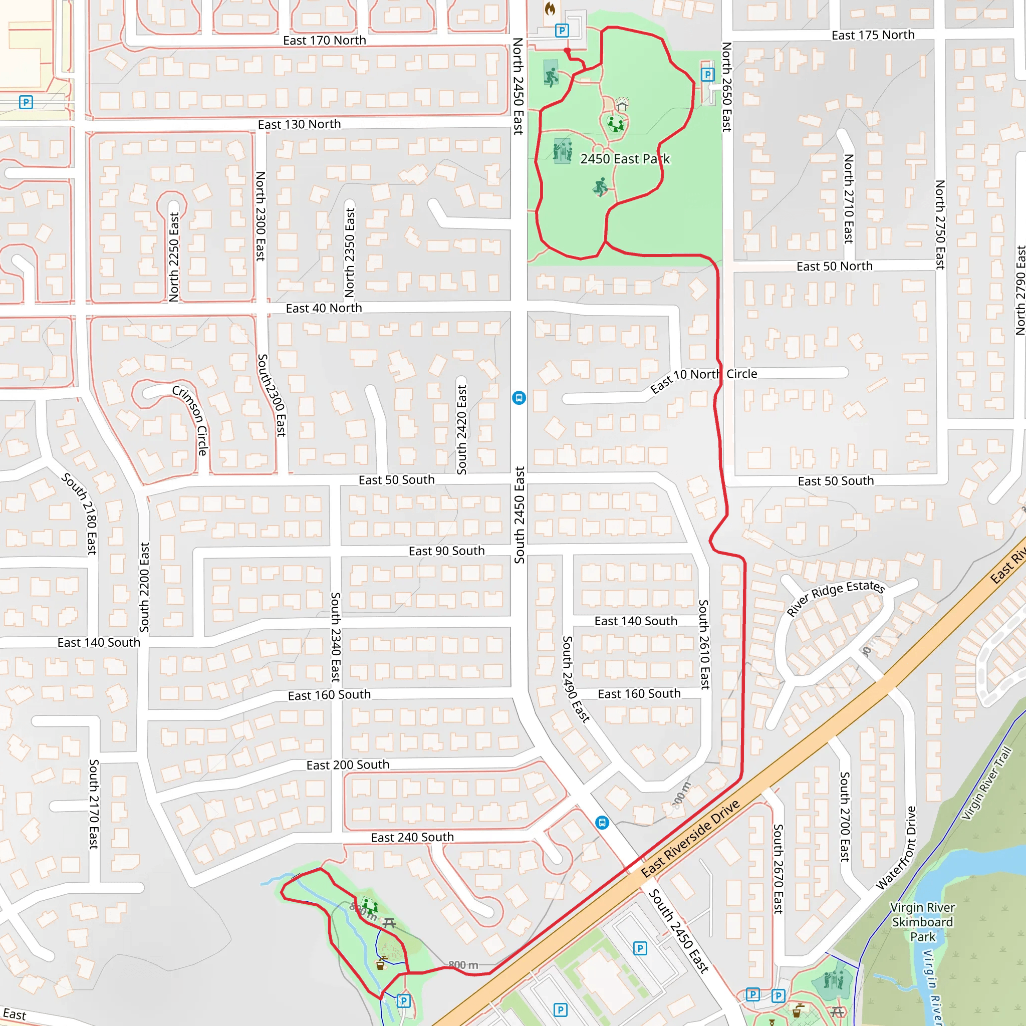 Slick Rock Park and 2450 East Park mobile static map