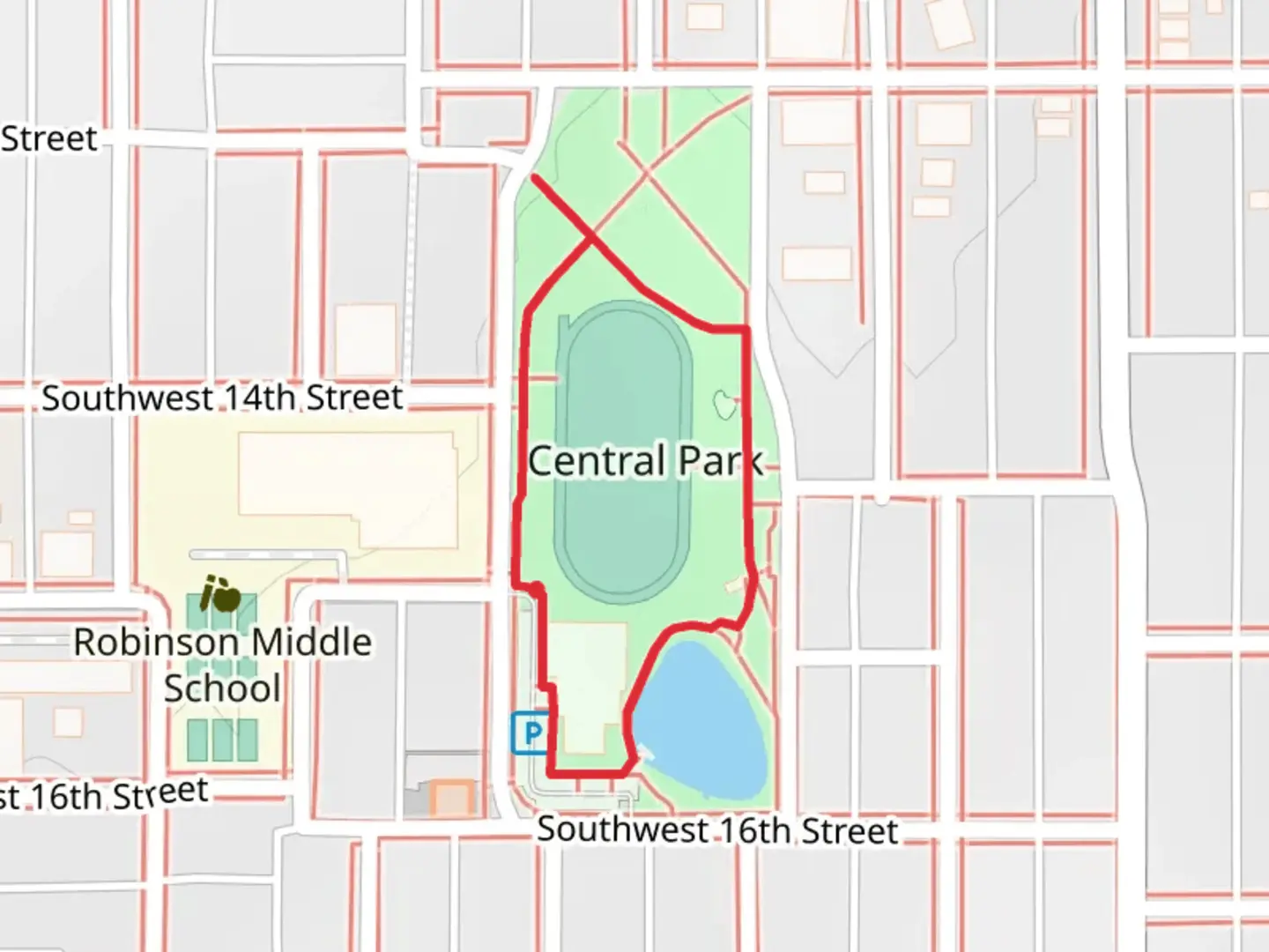 An image depicting the trail Central Park Loop and its surrounding area.