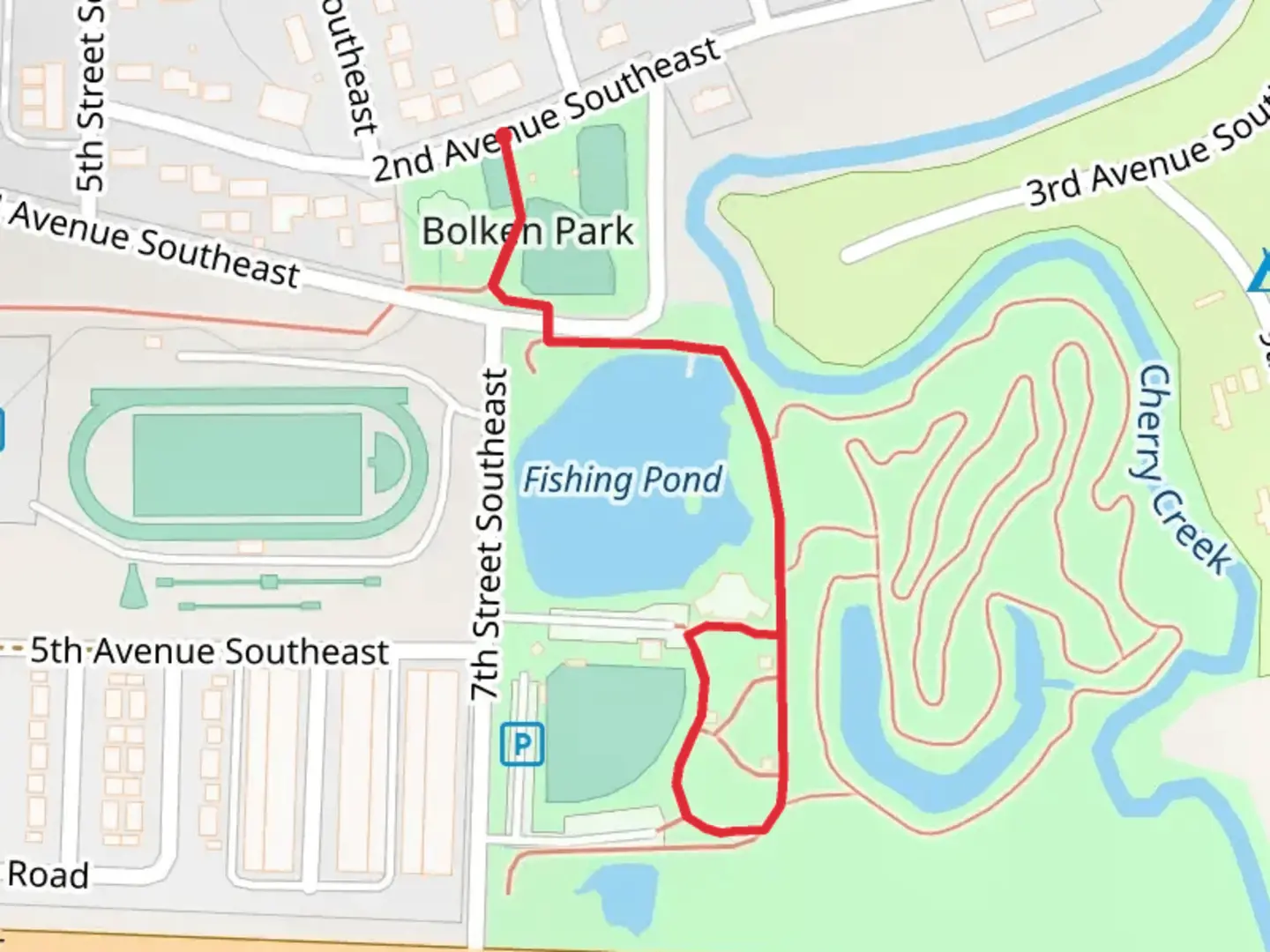 An image depicting the trail Bolken Park and Fishing Pond Walk and its surrounding area.