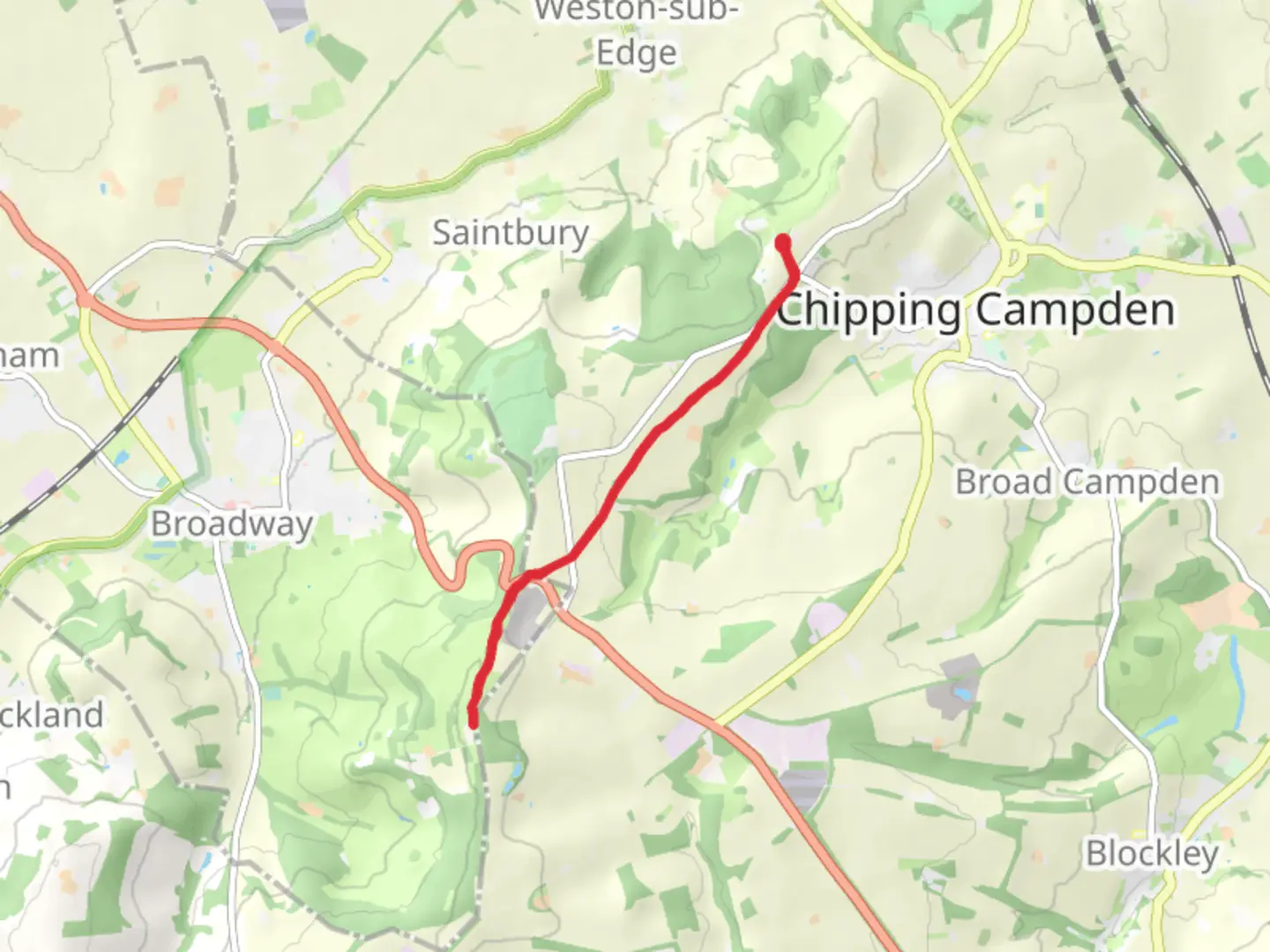 An image depicting the trail Broadway Tower Walk and its surrounding area.