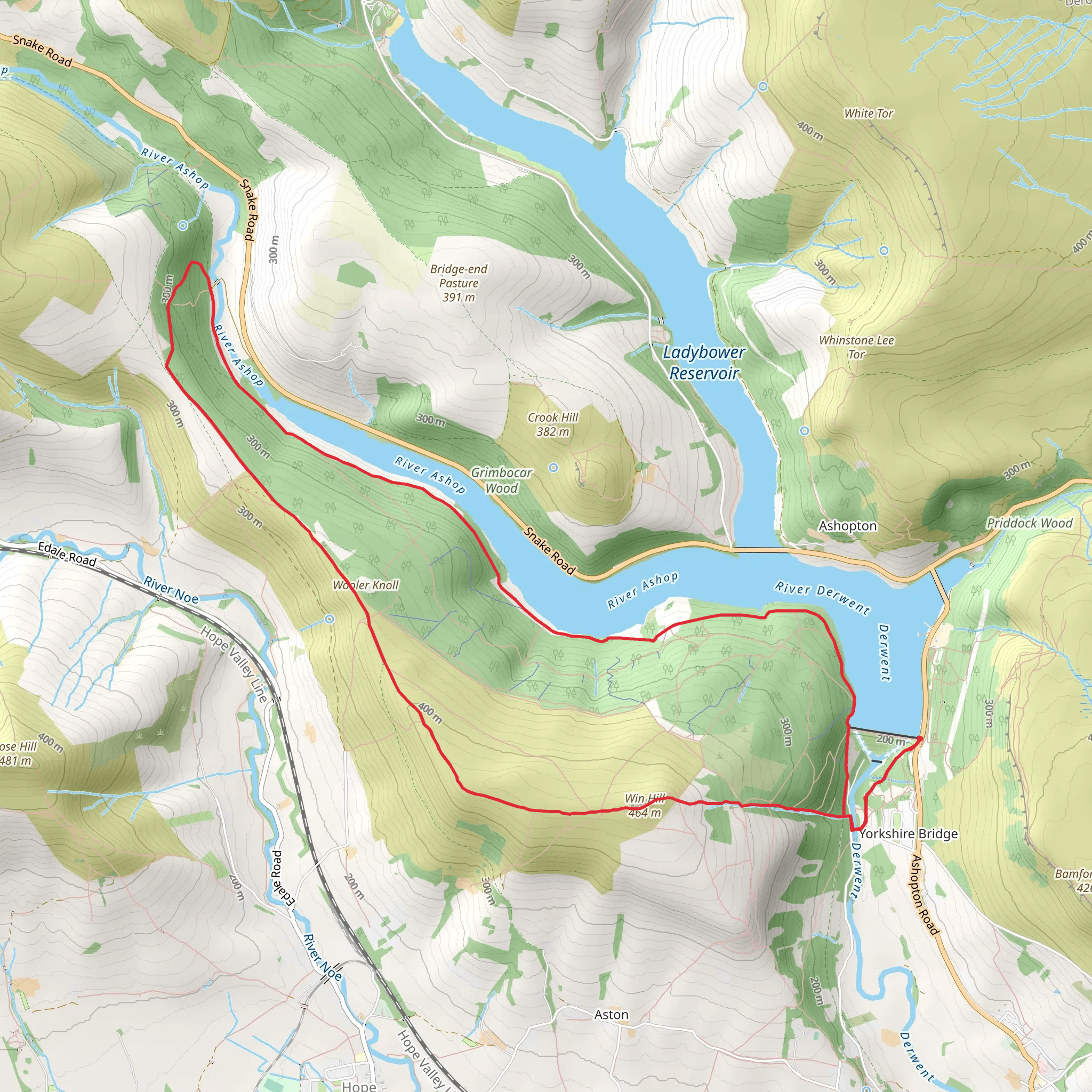 Win Hill and Hope Cross mobile static map