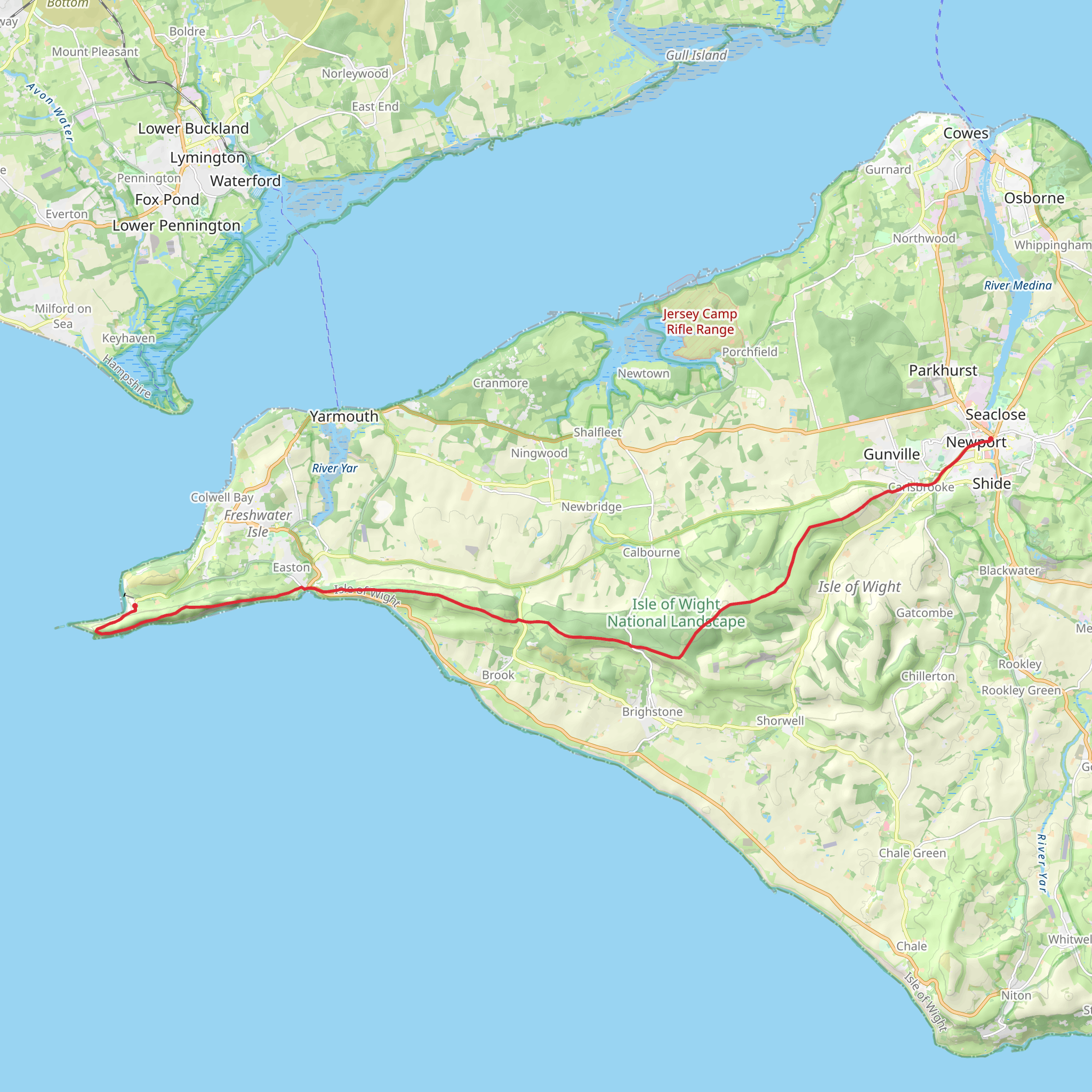 Brightstone Forest and Alum Bay via Worsley Trail mobile static map