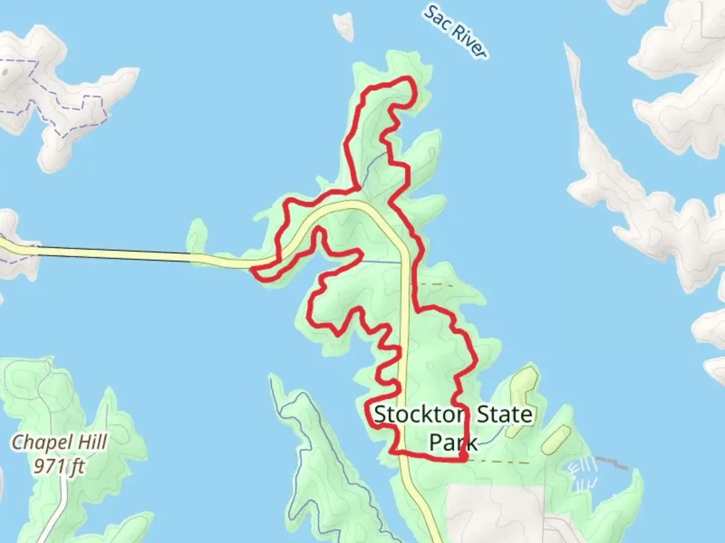 An image depicting the trail Stockton Lakeview Loop Trail and its surrounding area.