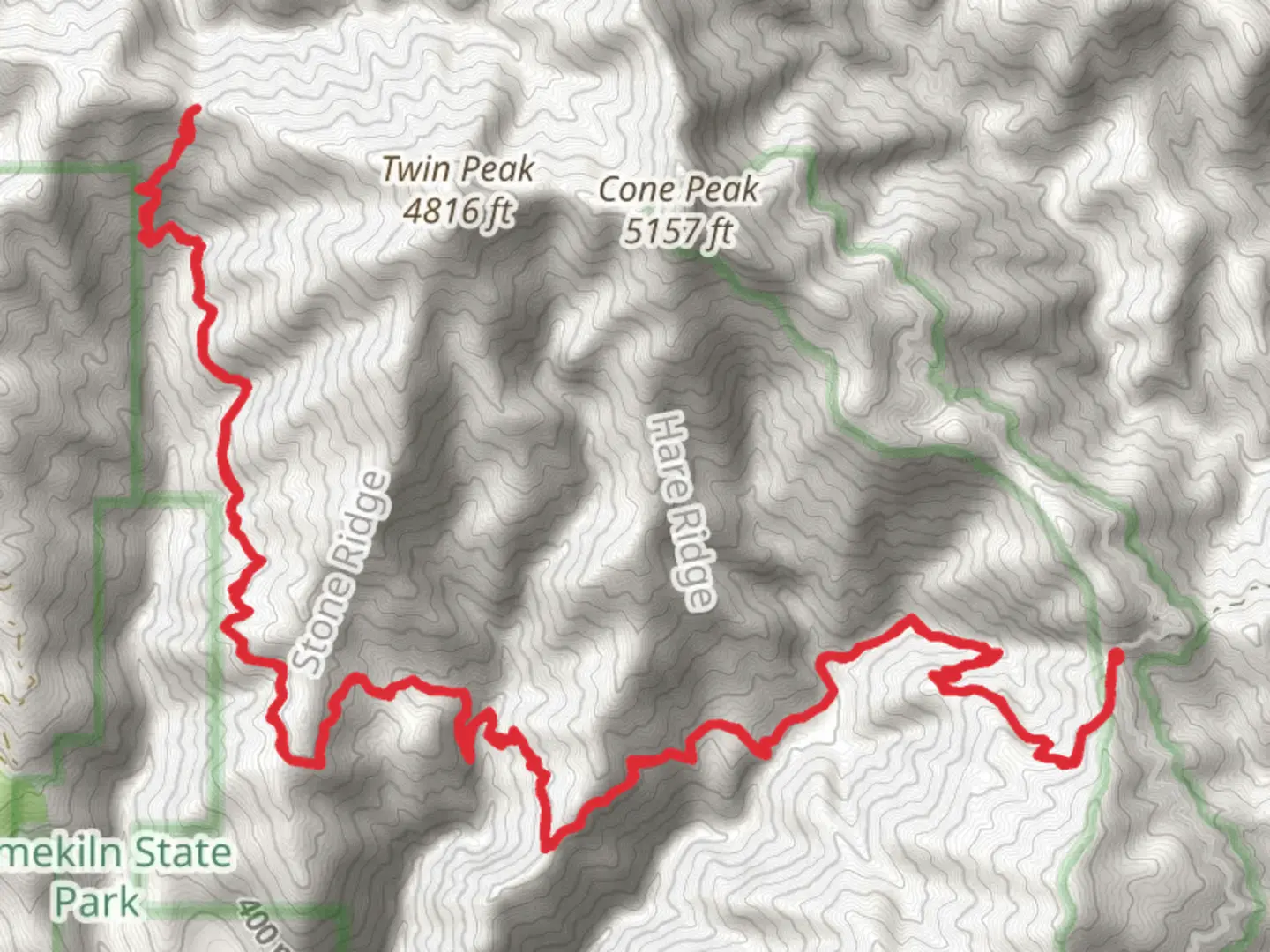 An image depicting the trail Stone Ridge Trail Out and Back and its surrounding area.