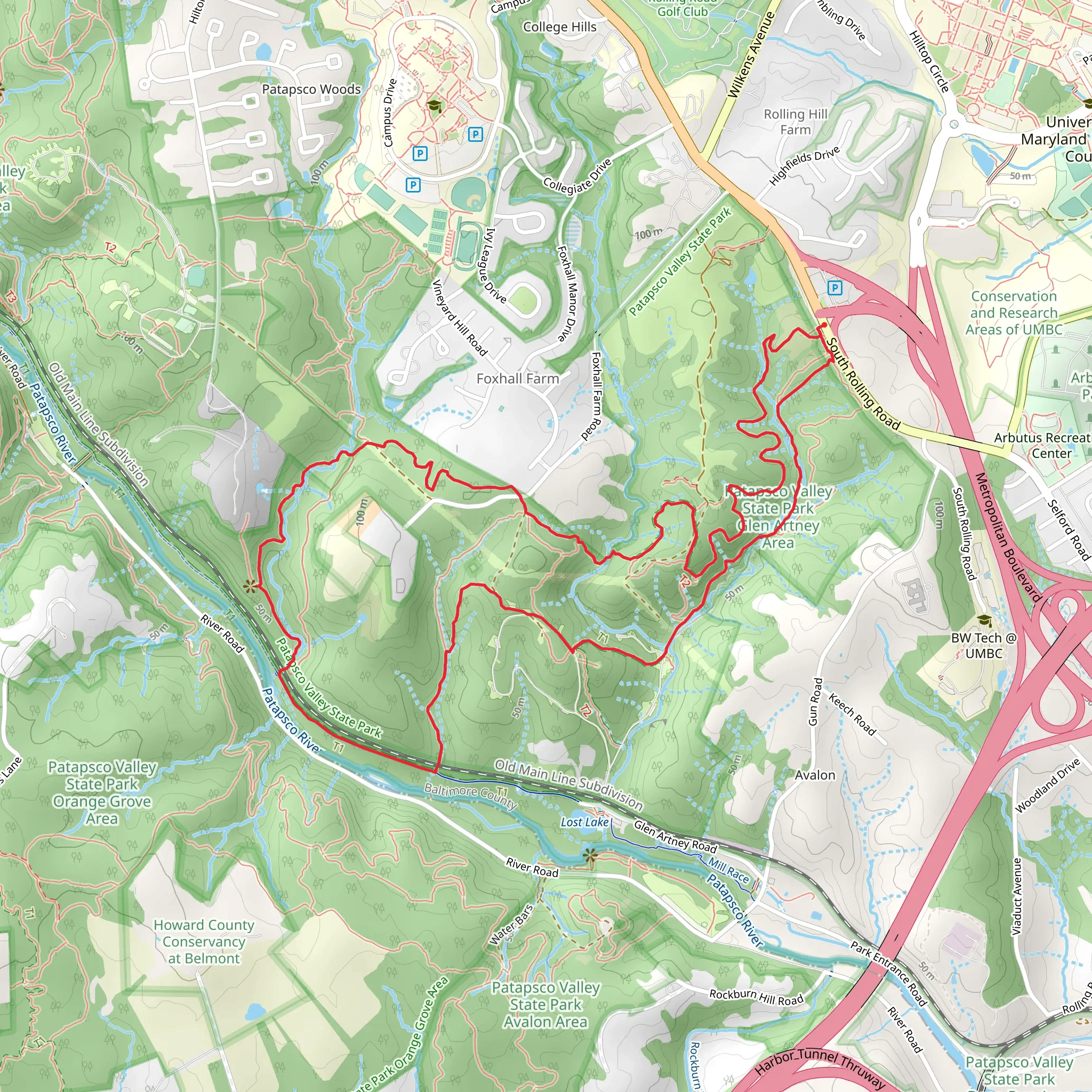 Soapstone, Santee Branch and Grist Mill Loop Trail mobile static map