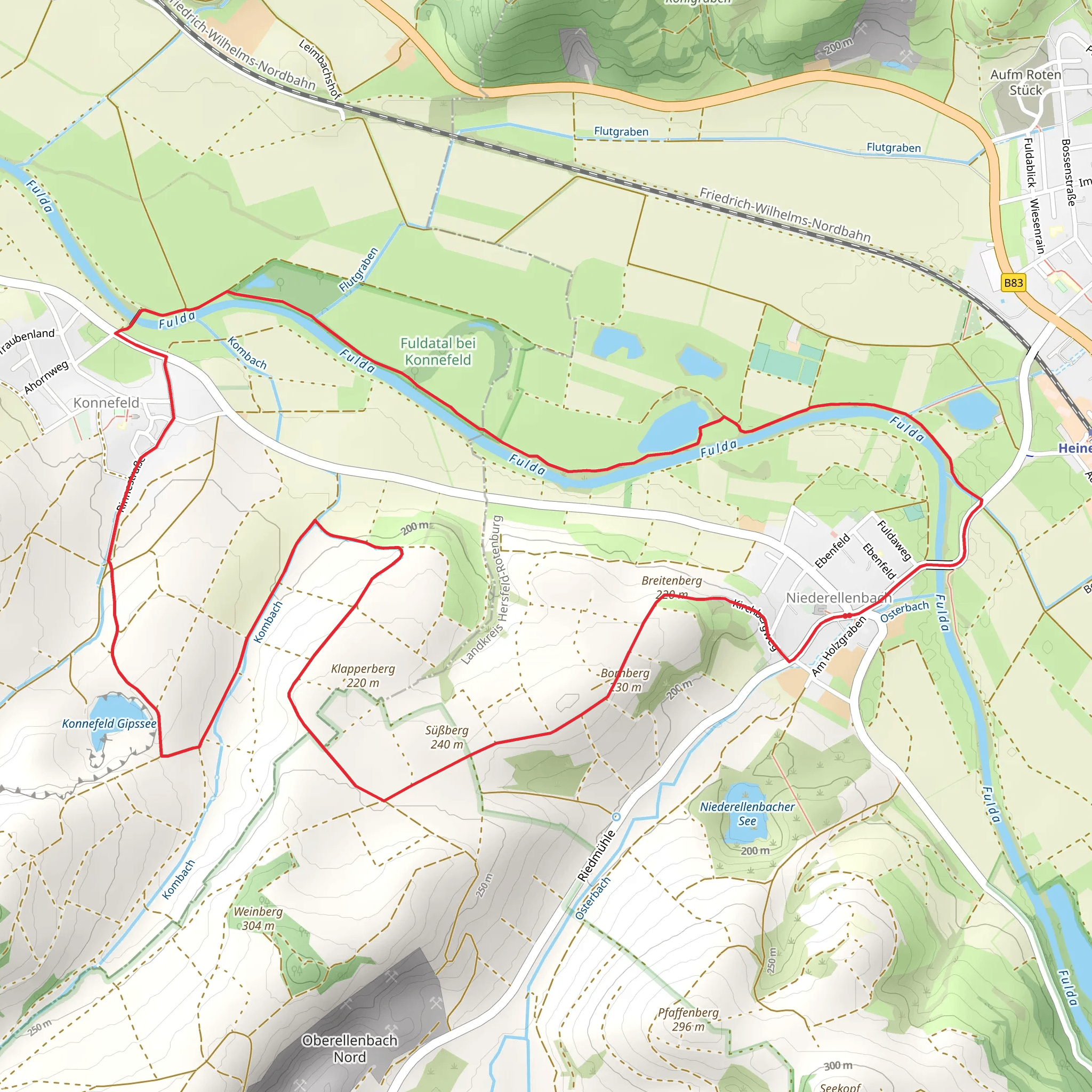 Fuldasteig and Niederbeisheim Rechtebach mobile static map