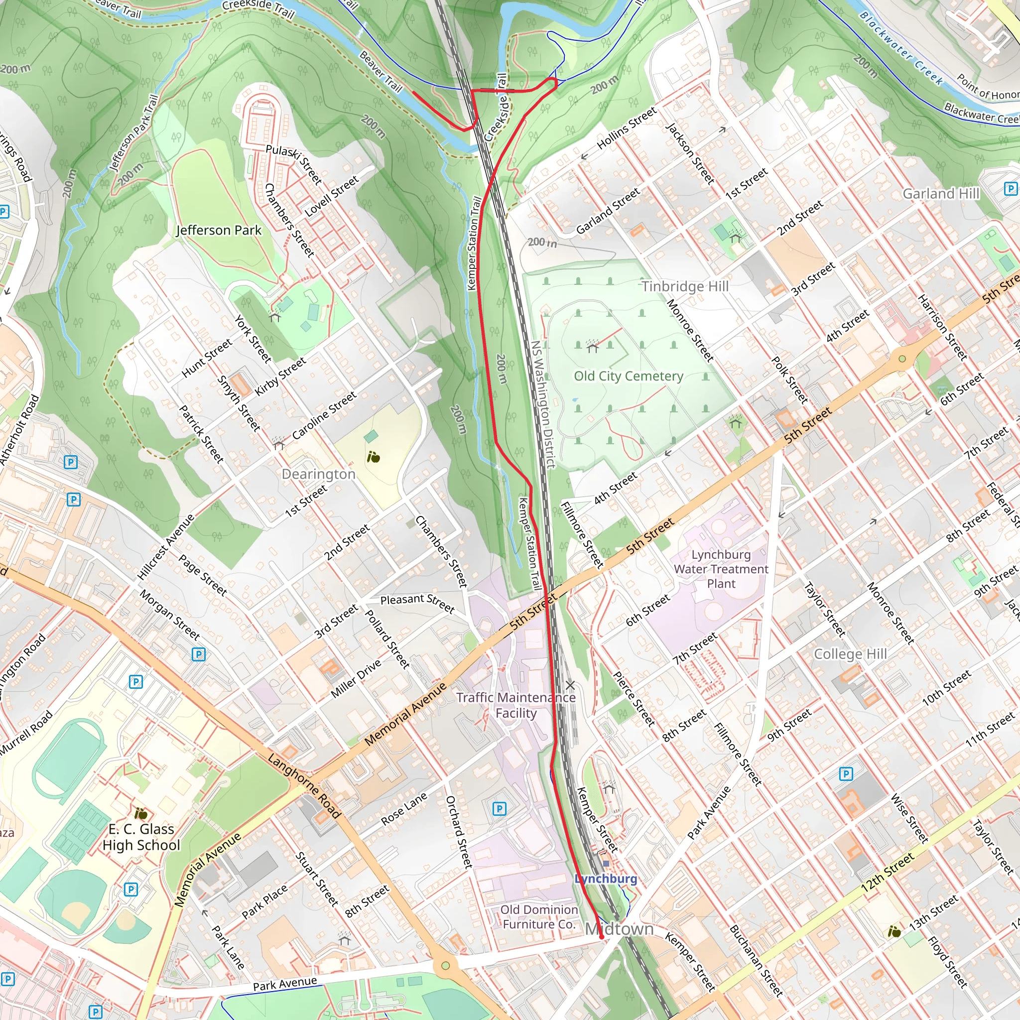 Kemper Station Trail - Lynchburg mobile static map