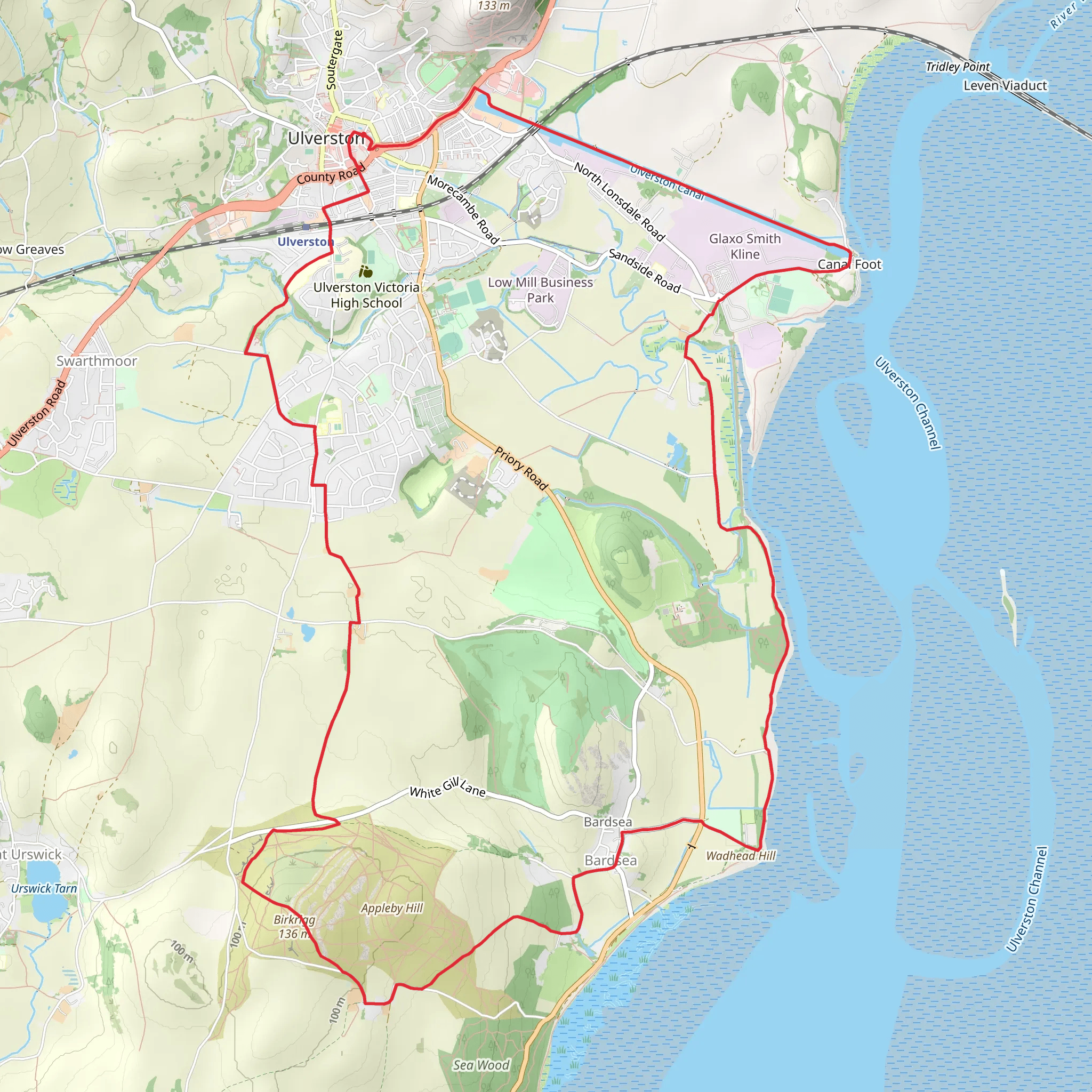 Ulverston - Ulverston Sands - Bardsea and Birkrigg Common mobile static map