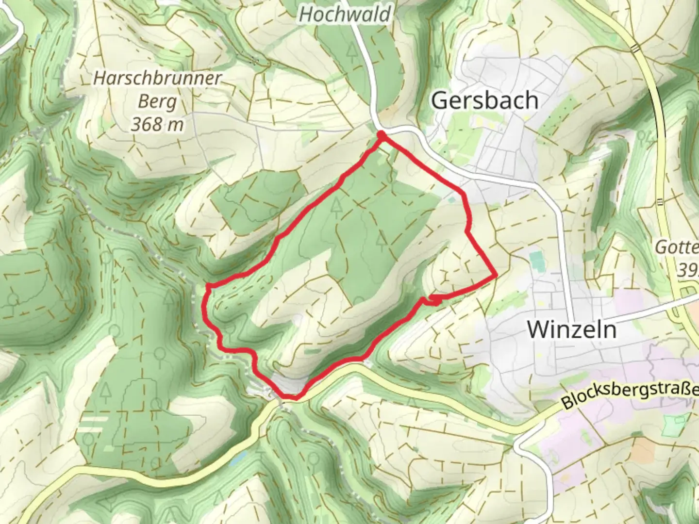 An image depicting the trail Pfaelzerwald Weisser Punkt and Hexenklamm and its surrounding area.