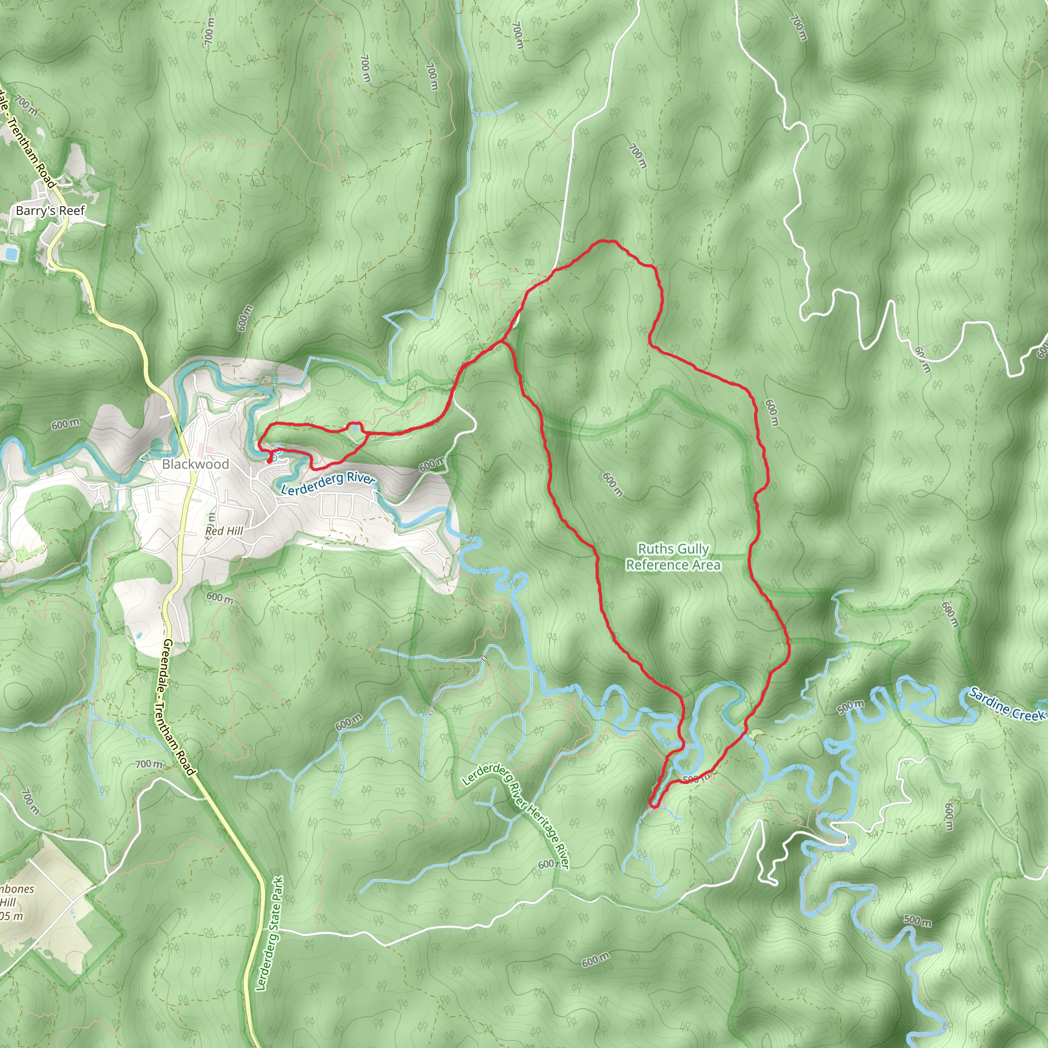 Blackwood - Ruth Gully Circuit mobile static map