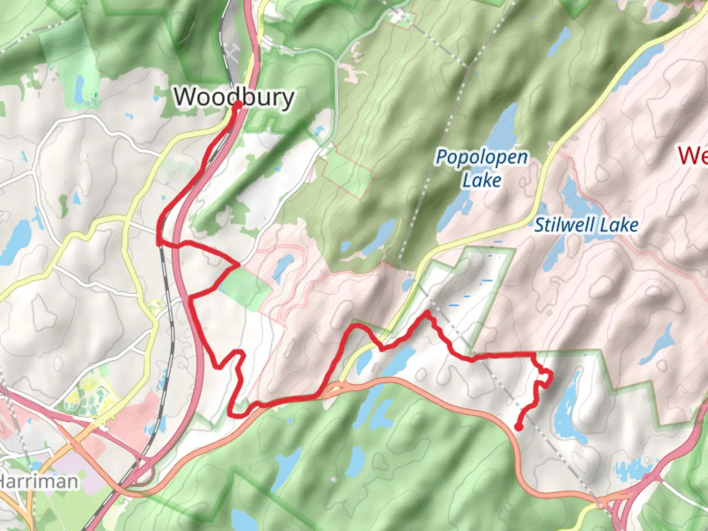 An image depicting the trail Woodbury to Turkey Hill Pond Trail and its surrounding area.