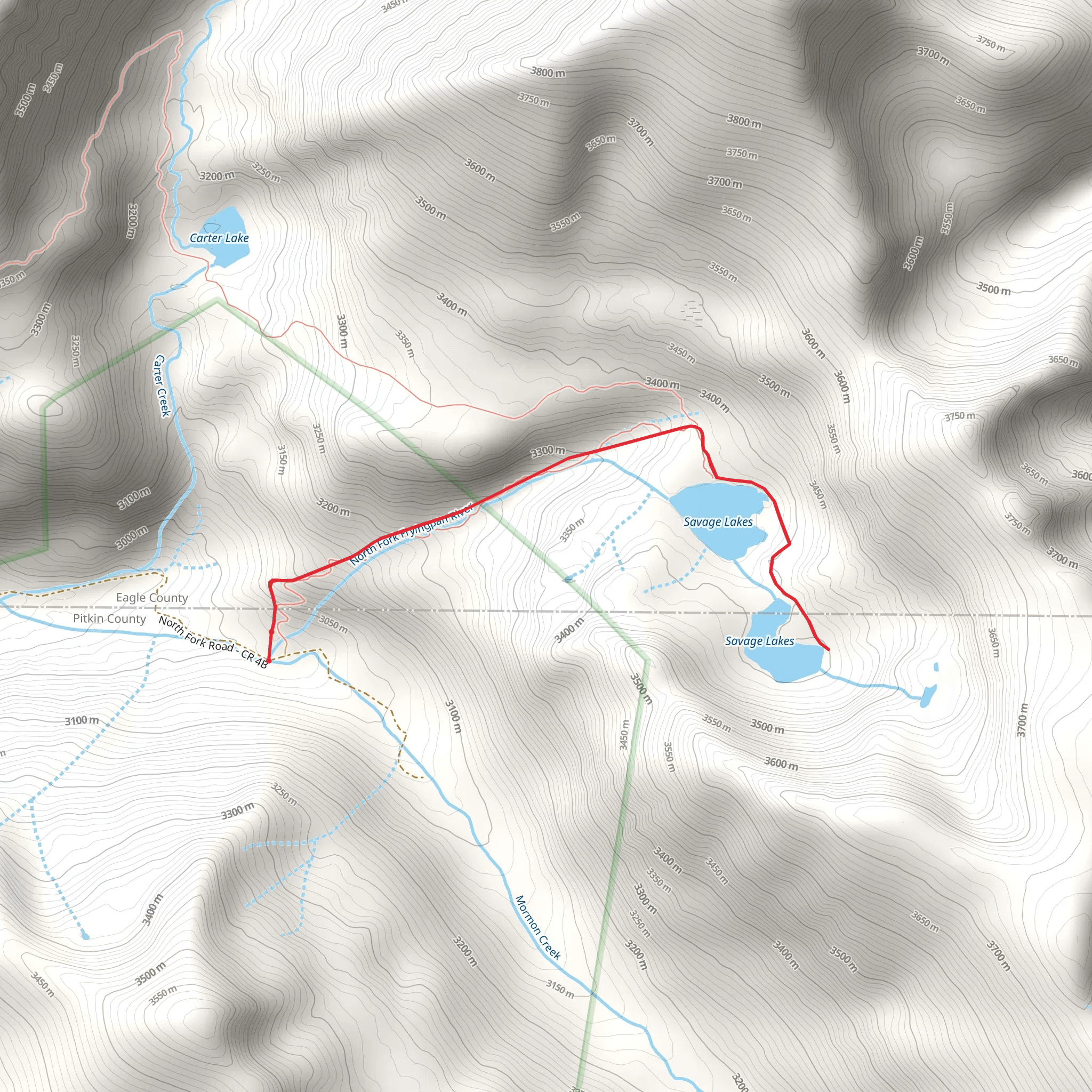 Savage Lakes Out and Back mobile static map