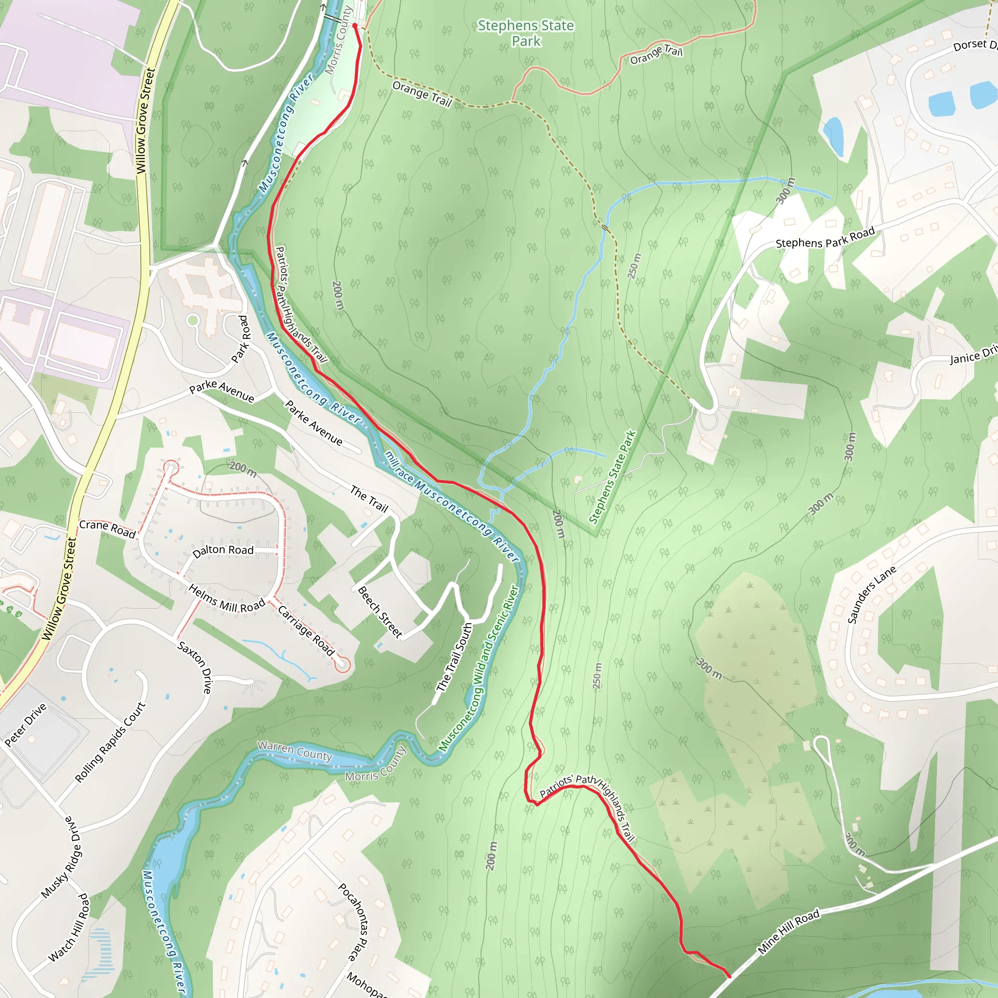 Patriots' Path from Stephens Park Road mobile static map